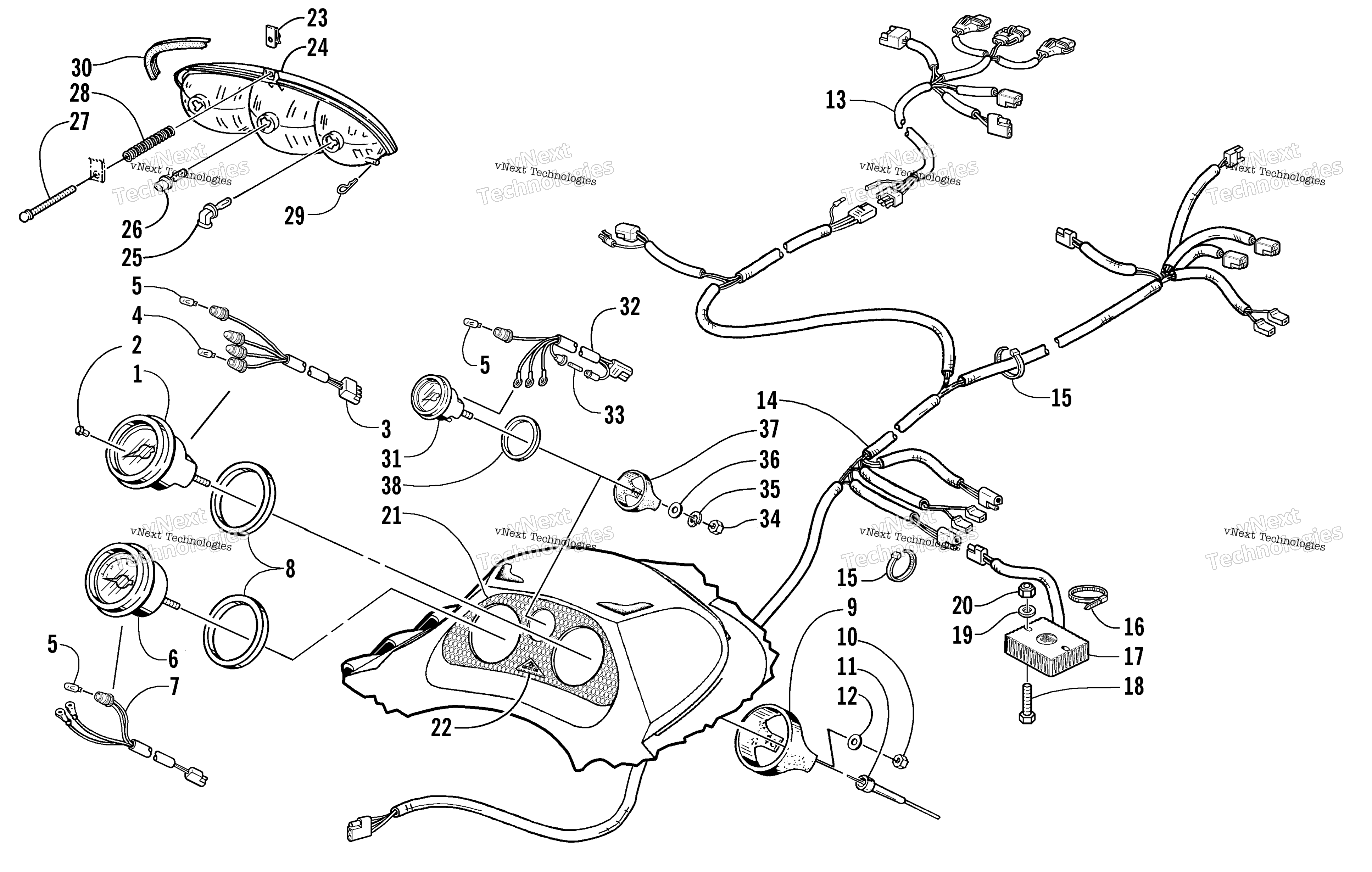 Headlight, Instruments, и Wiring Assemblies