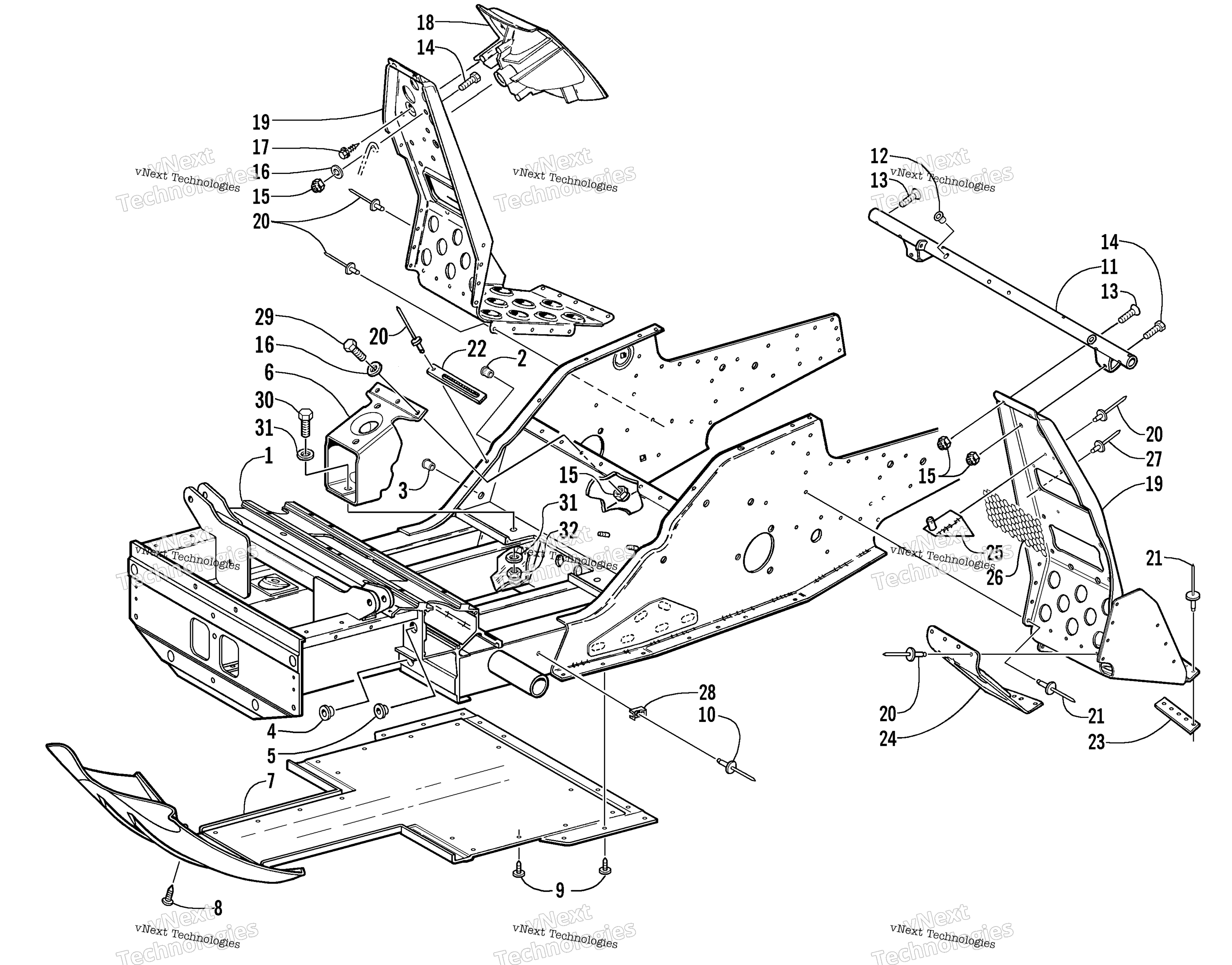Передняя часть Frame And Footrest Assembly