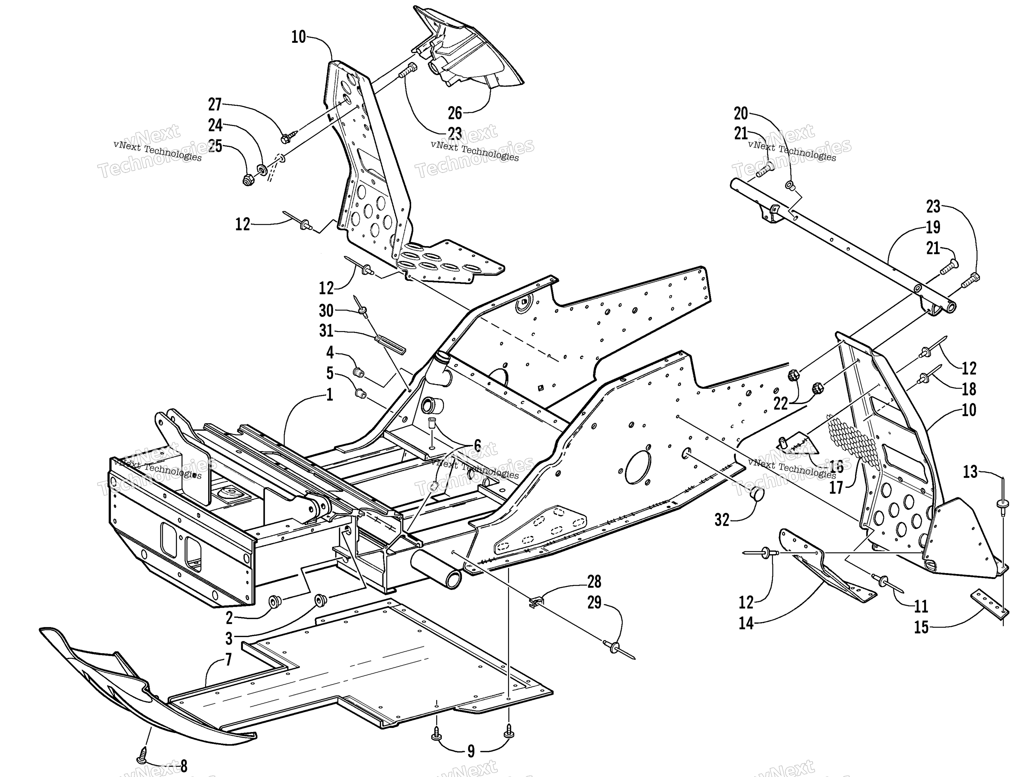 Передняя часть Frame And Footrest Assembly