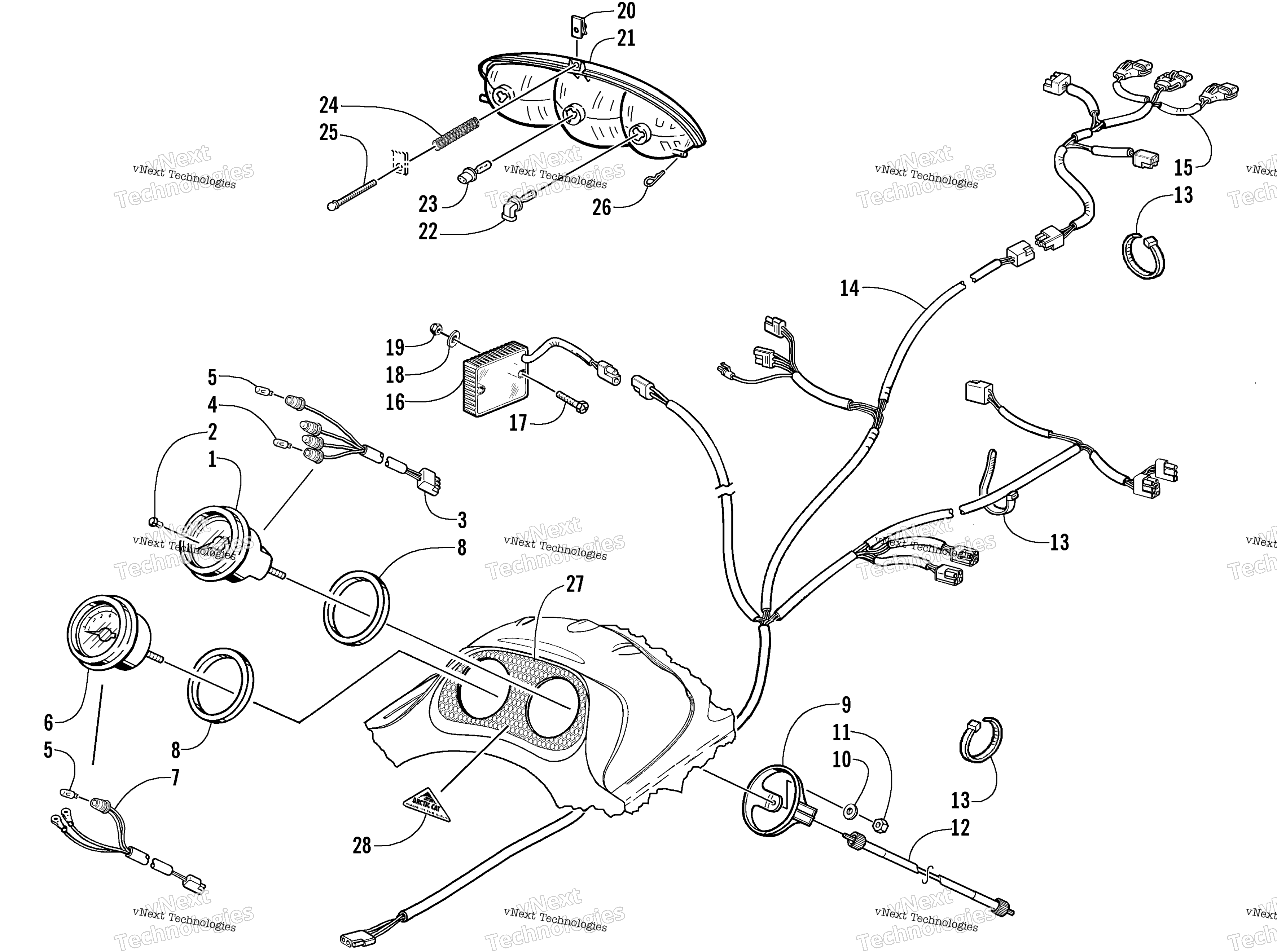 Headlight, Instruments, и Wiring Assemblies