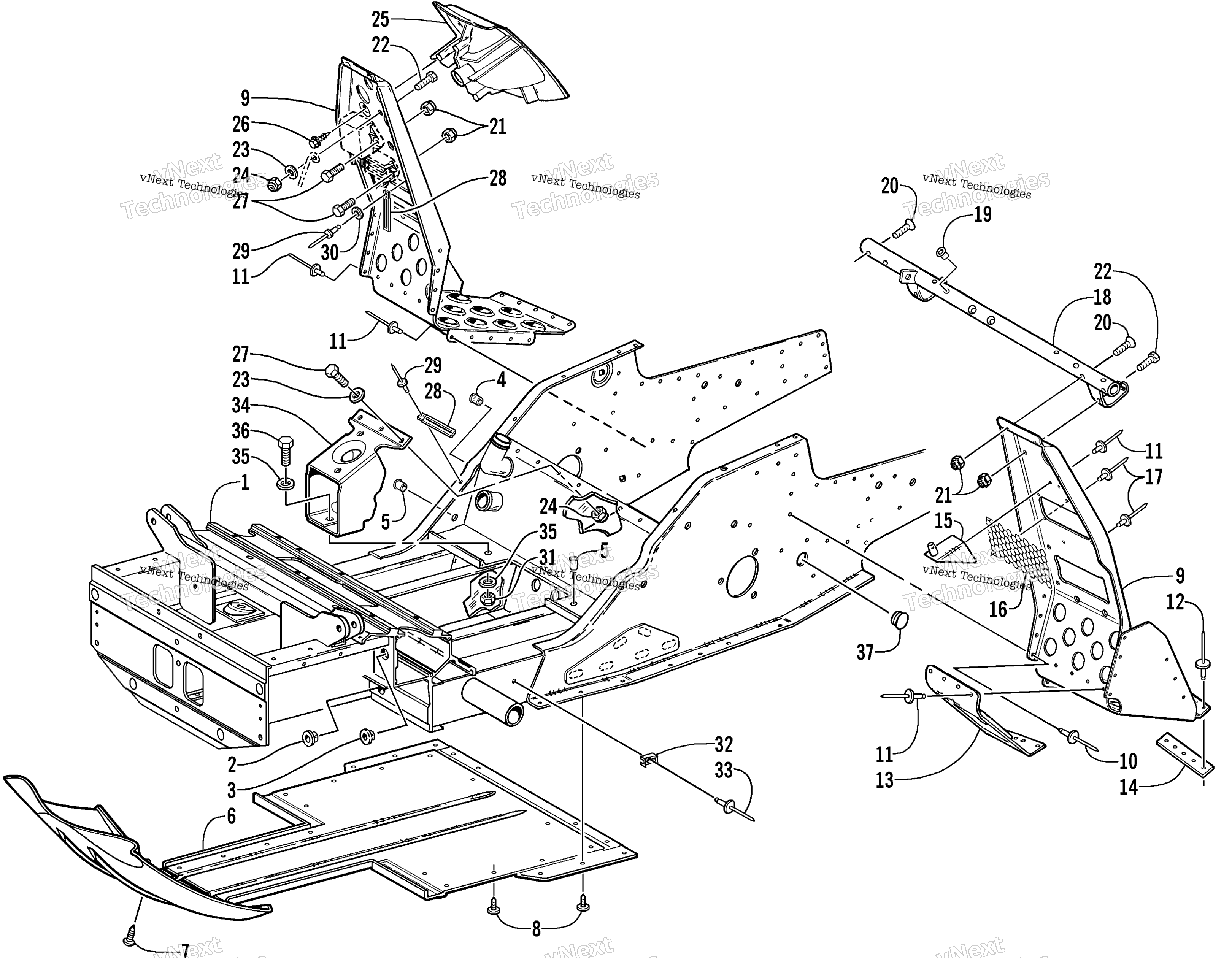 Передняя часть Frame And Footrest Assembly