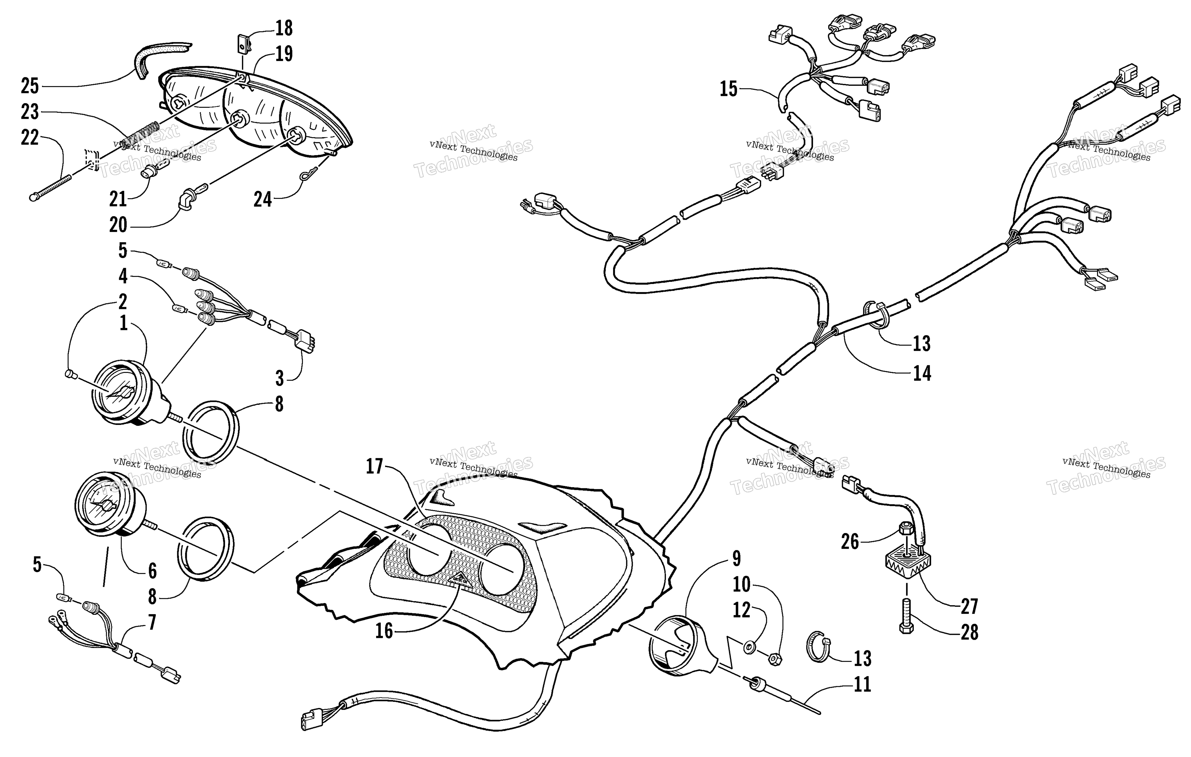 Headlight, Instruments, и Wiring Assemblies