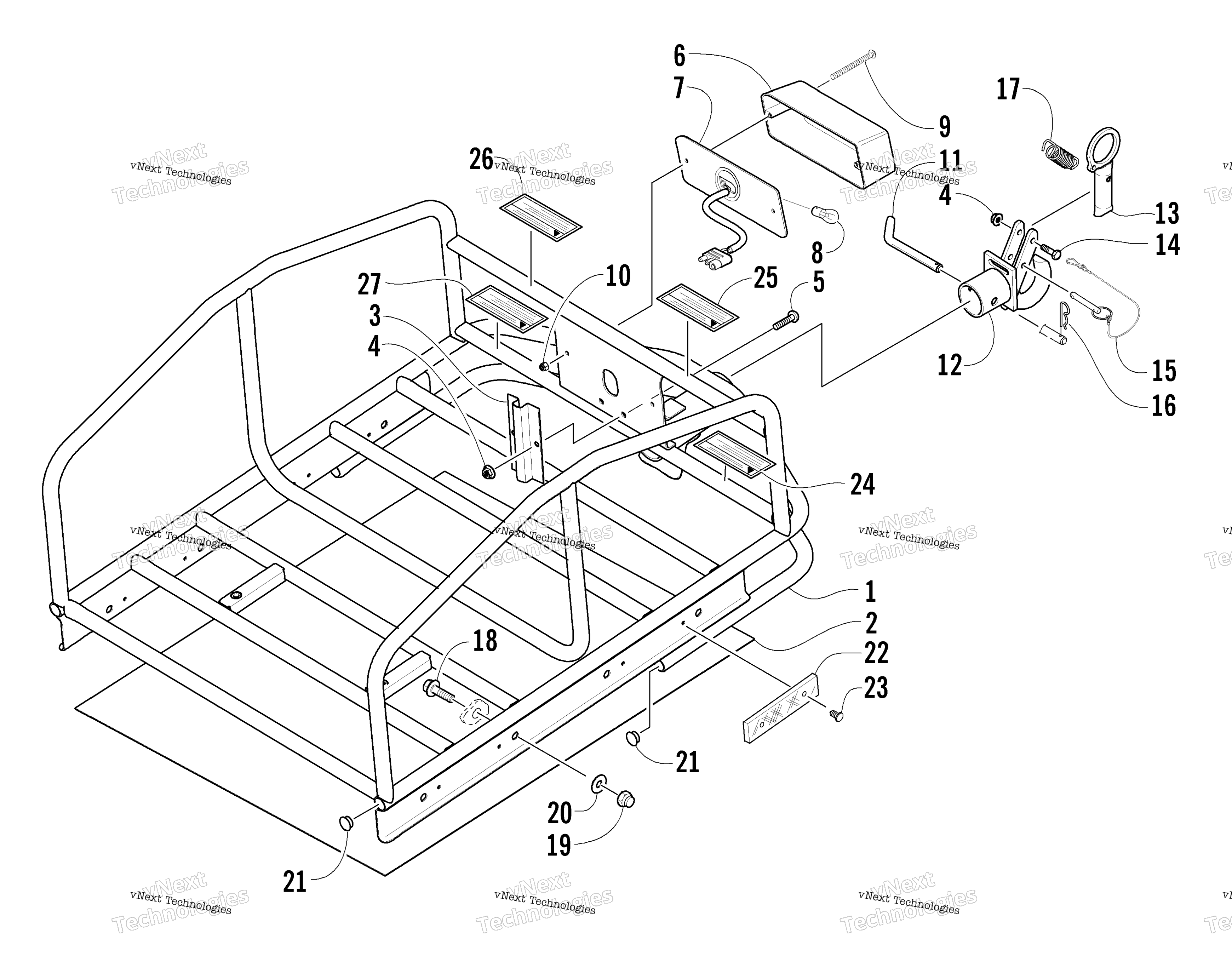Rack, Hitch, и Taillight Assemblies