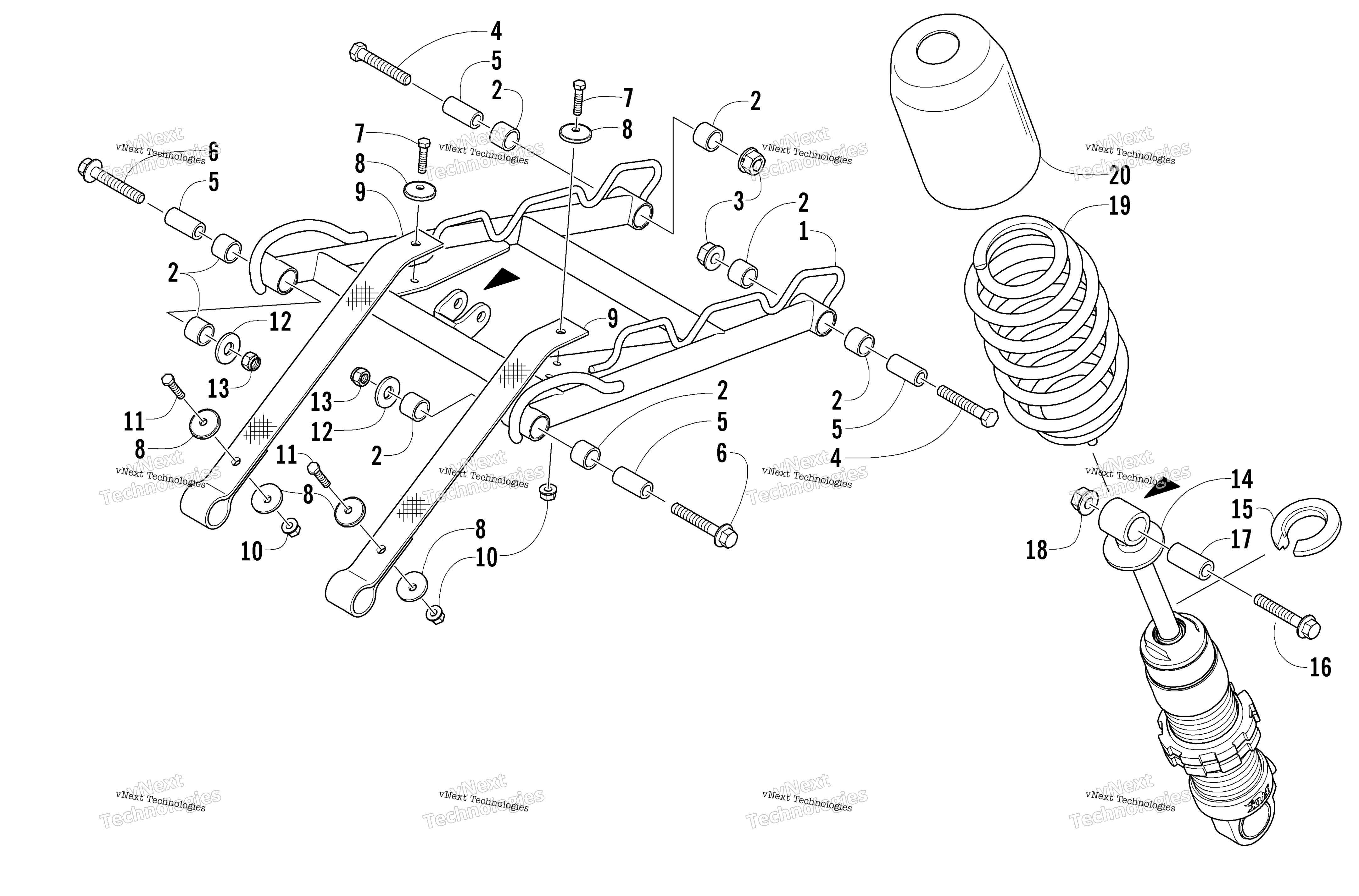Задняя часть Suspension Front Arm Assembly