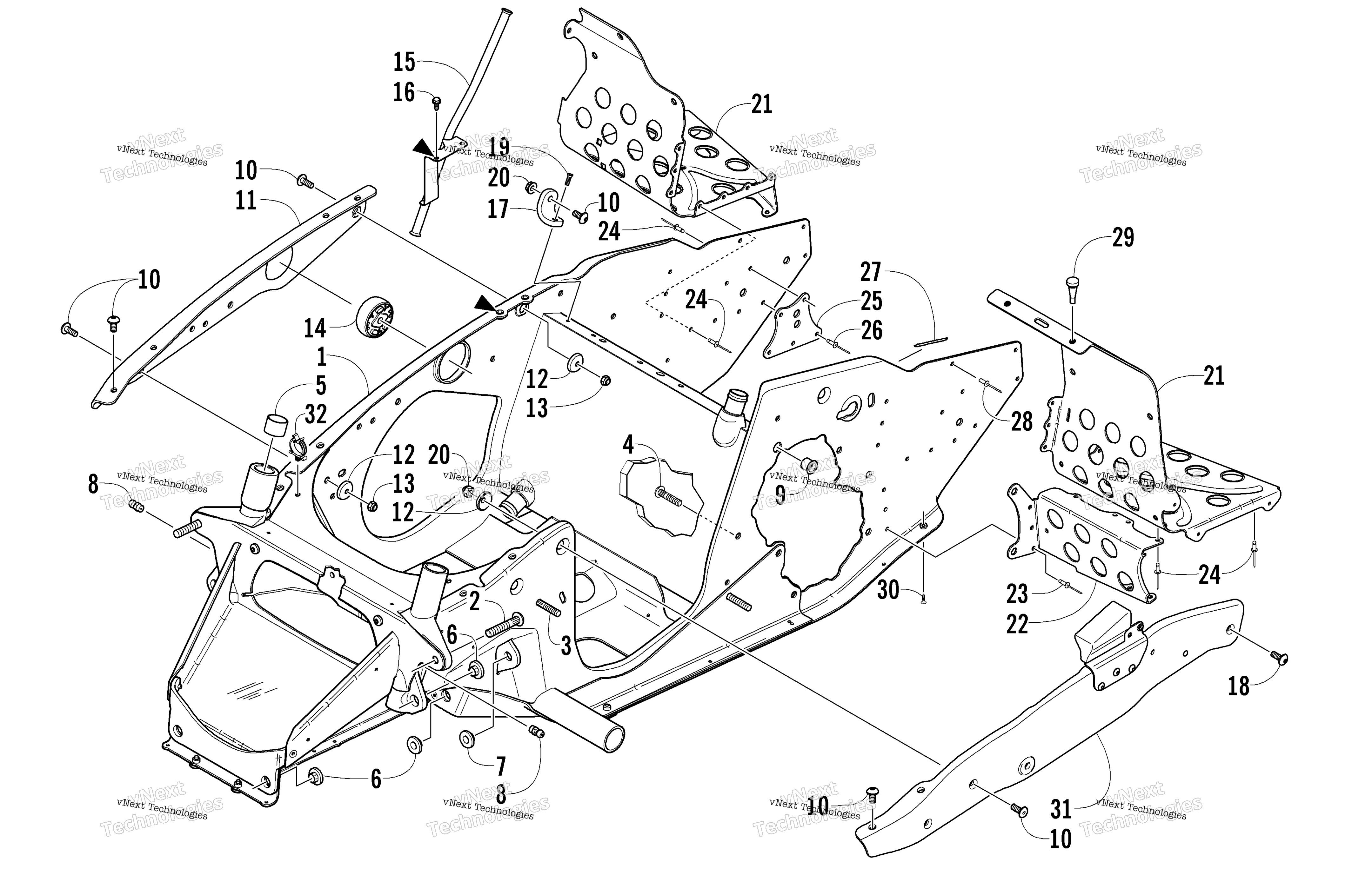 Передняя часть Frame And Footrest Assembly
