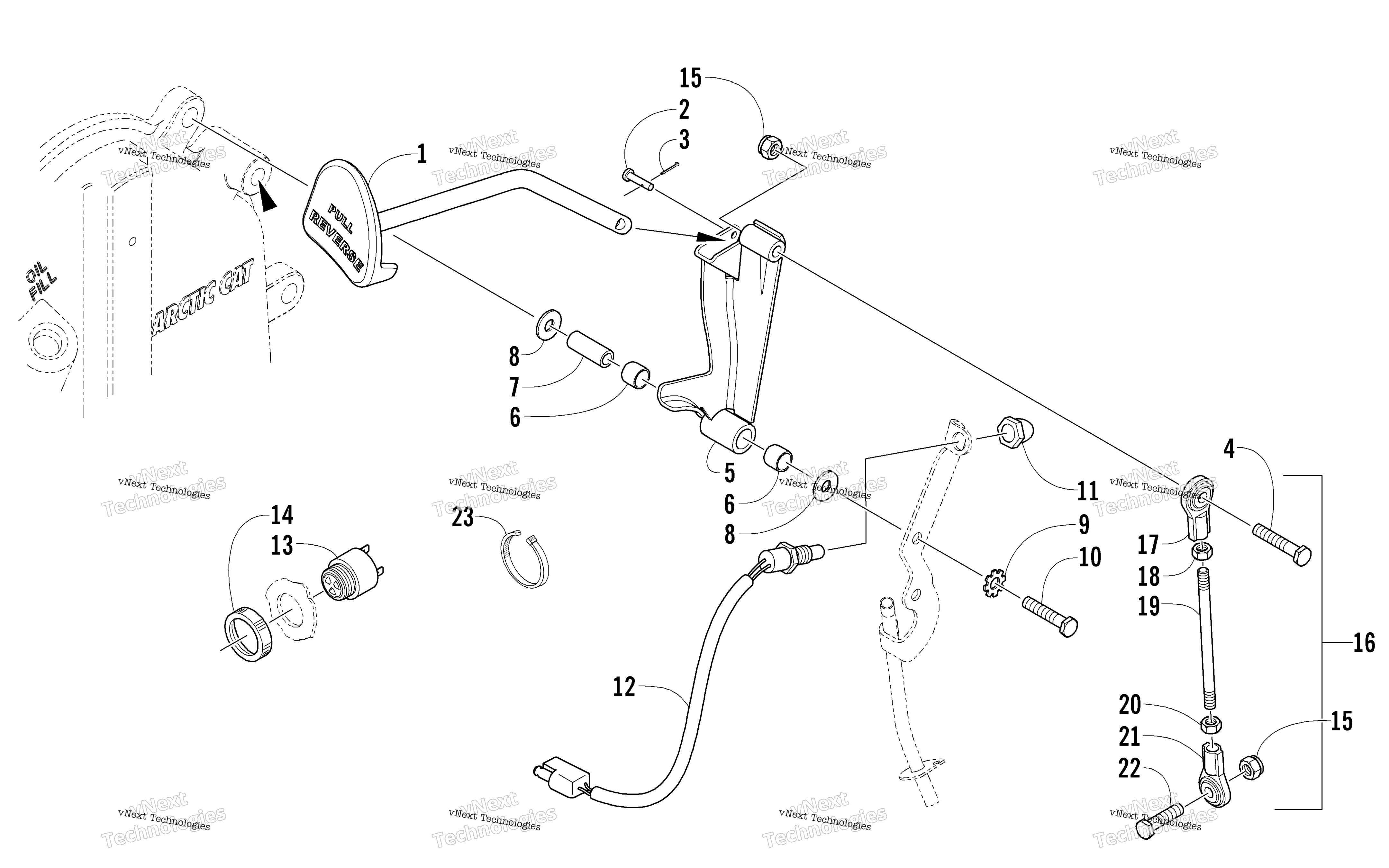 Задняя передача SHIFT LEVER ASSEMBLY