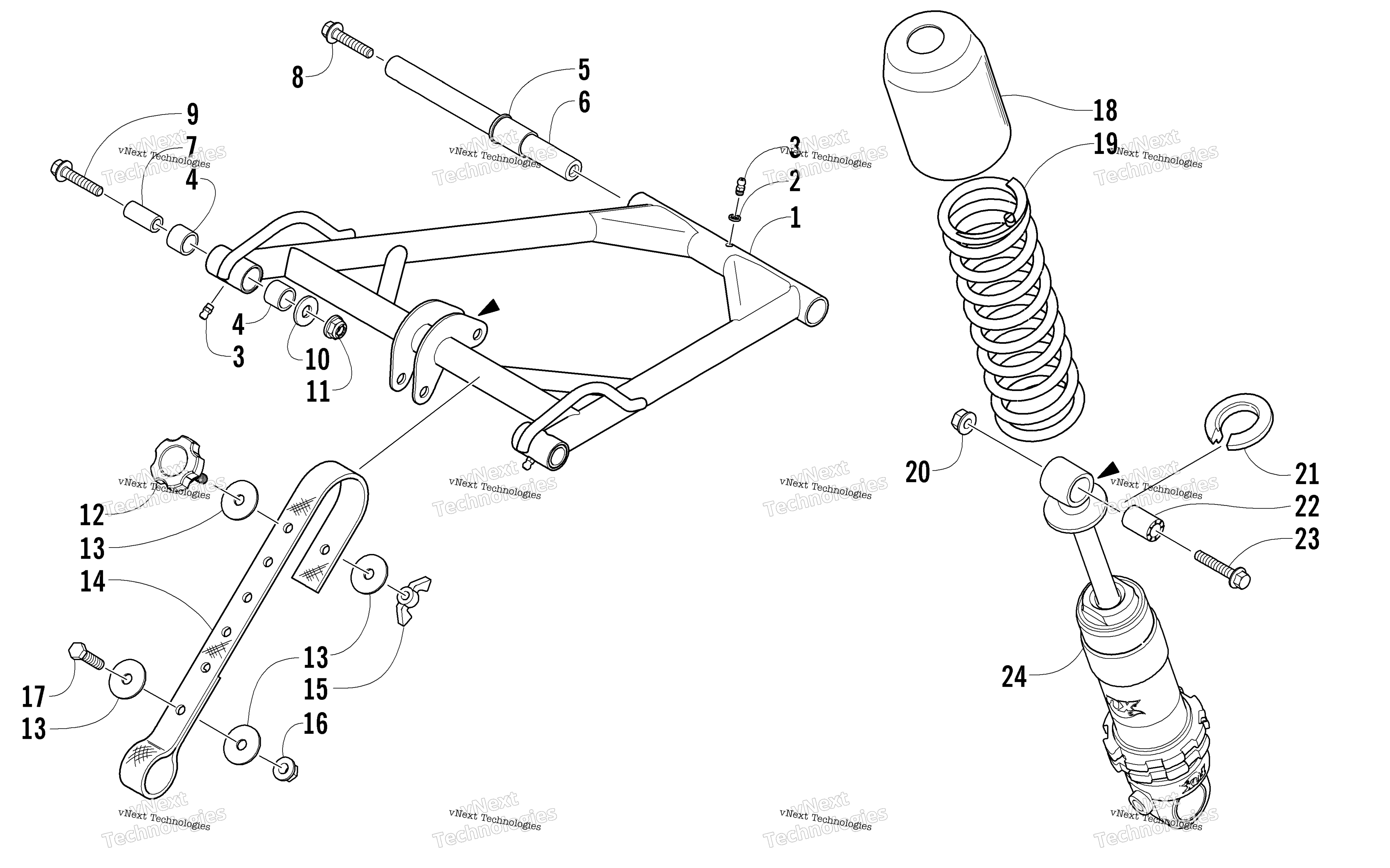 Задняя часть Suspension Front Arm Assembly