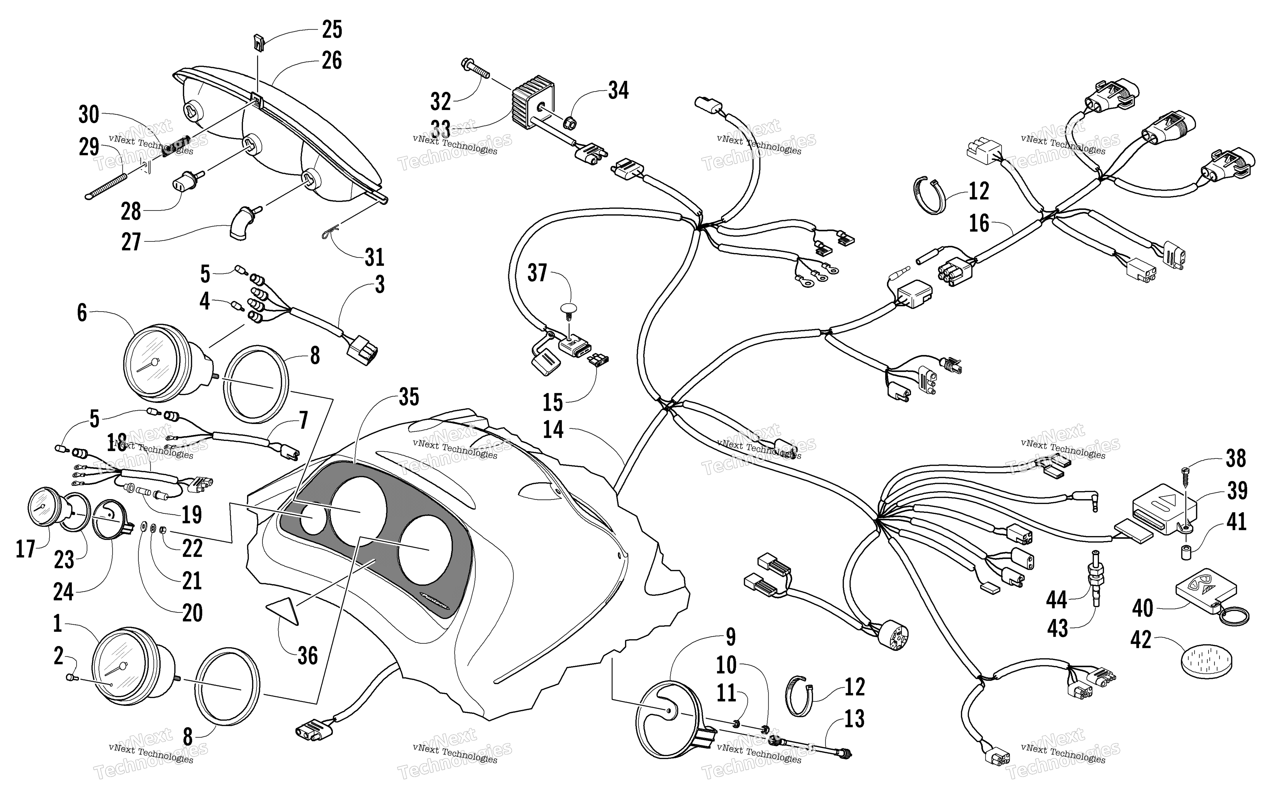 Headlight, Instruments, и Wiring Assemblies