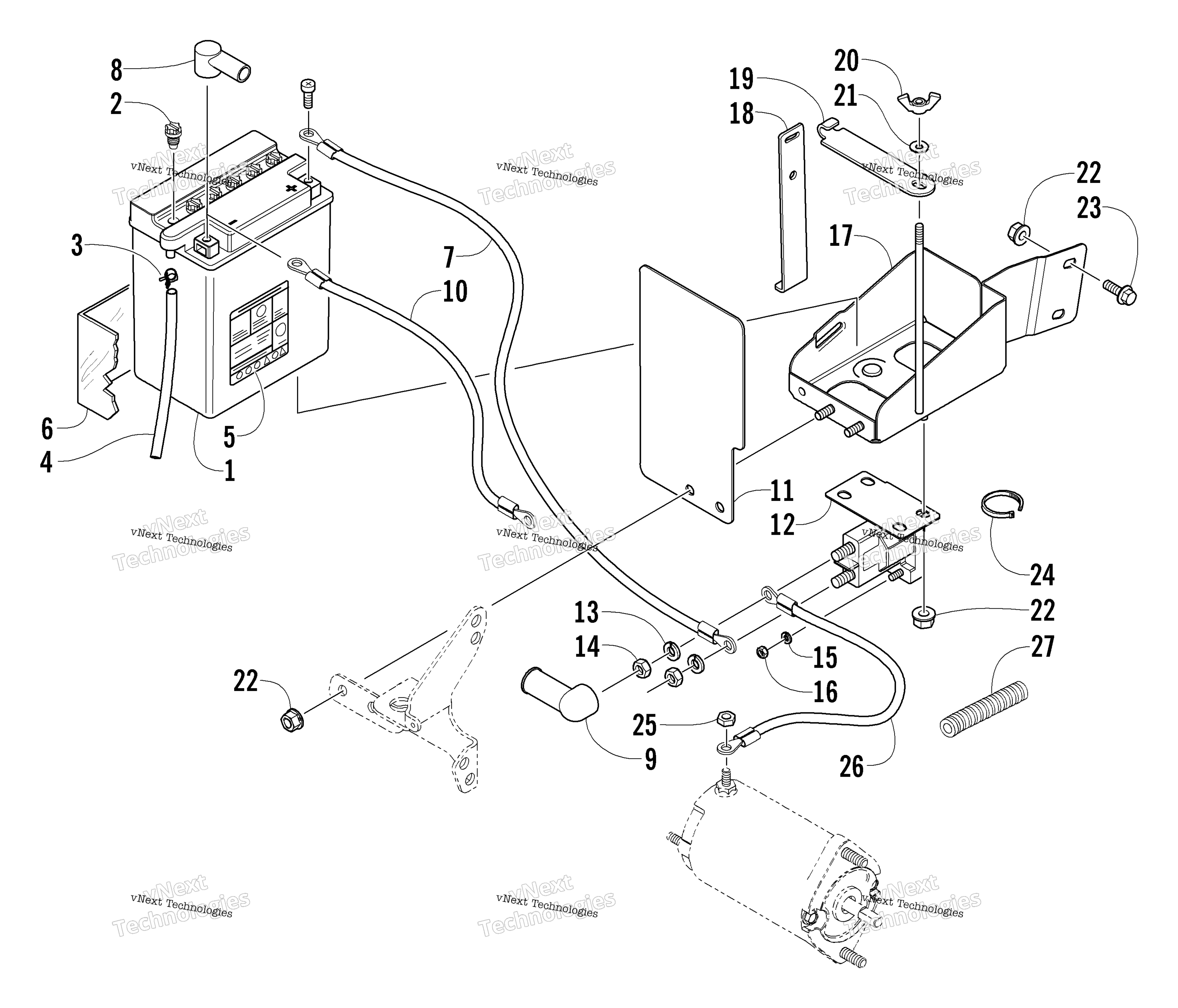 Battery, Solenoid, и Cables