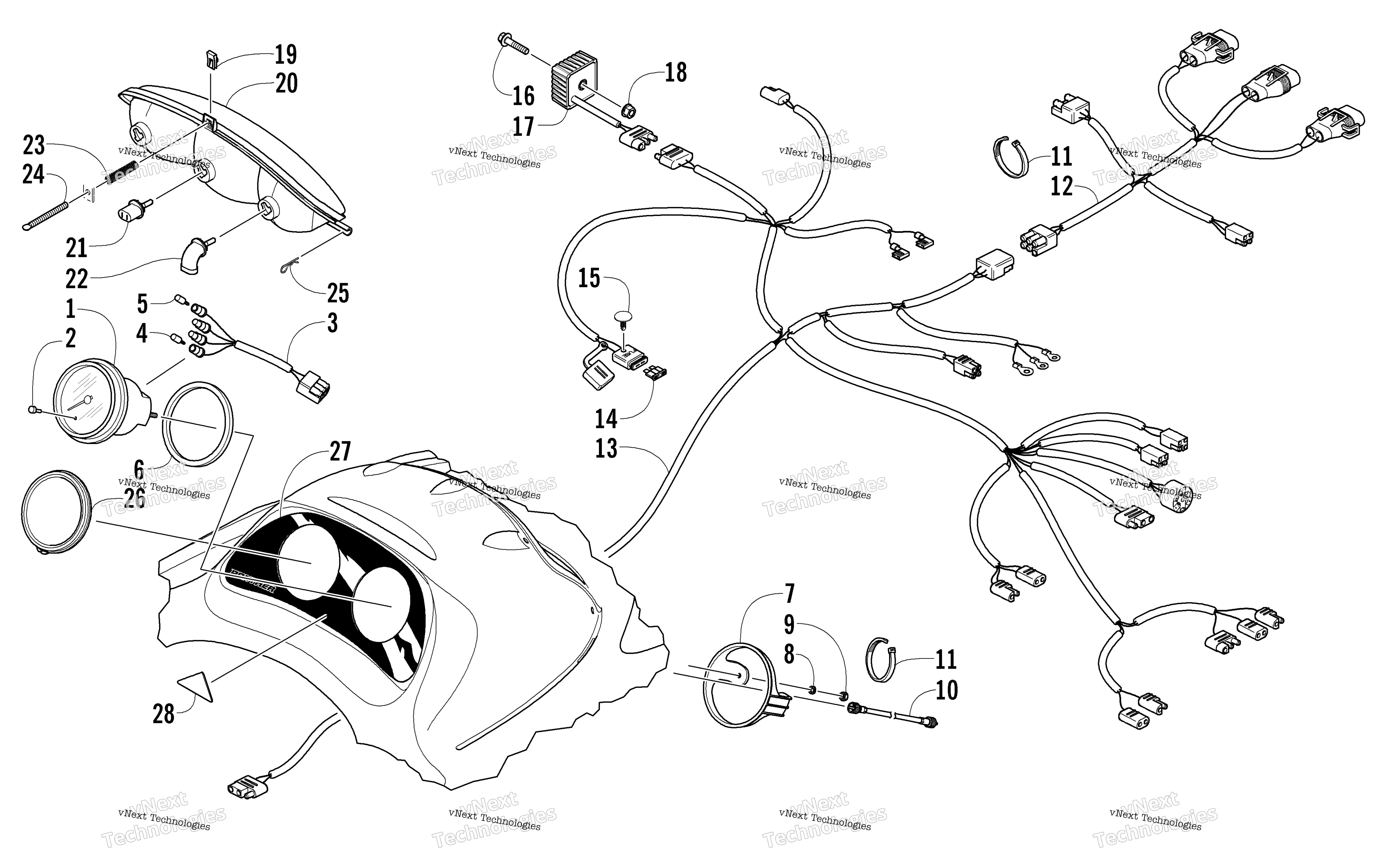 Headlight, Instruments, и Wiring Assemblies