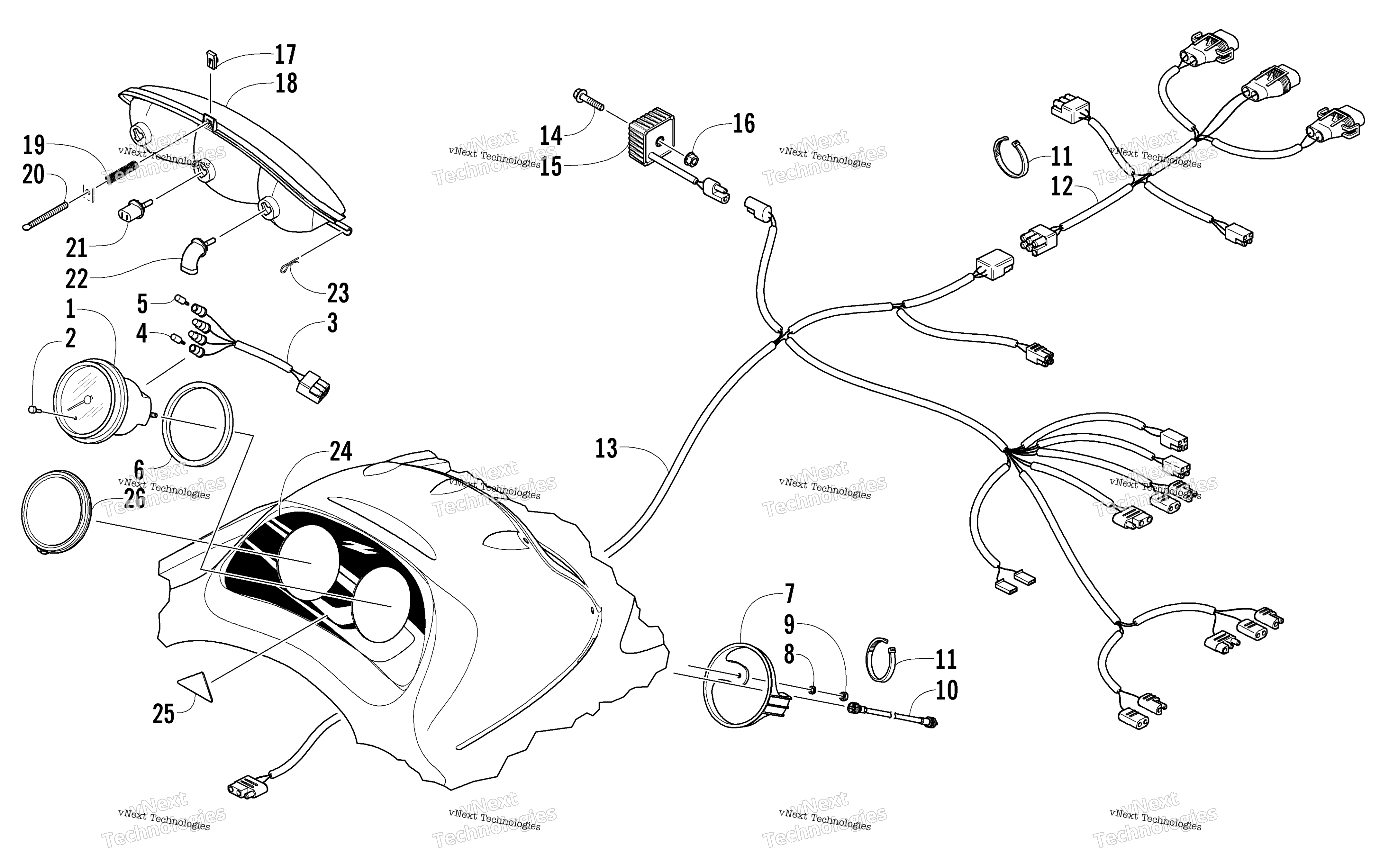 Headlight, Instruments, и Wiring Assemblies
