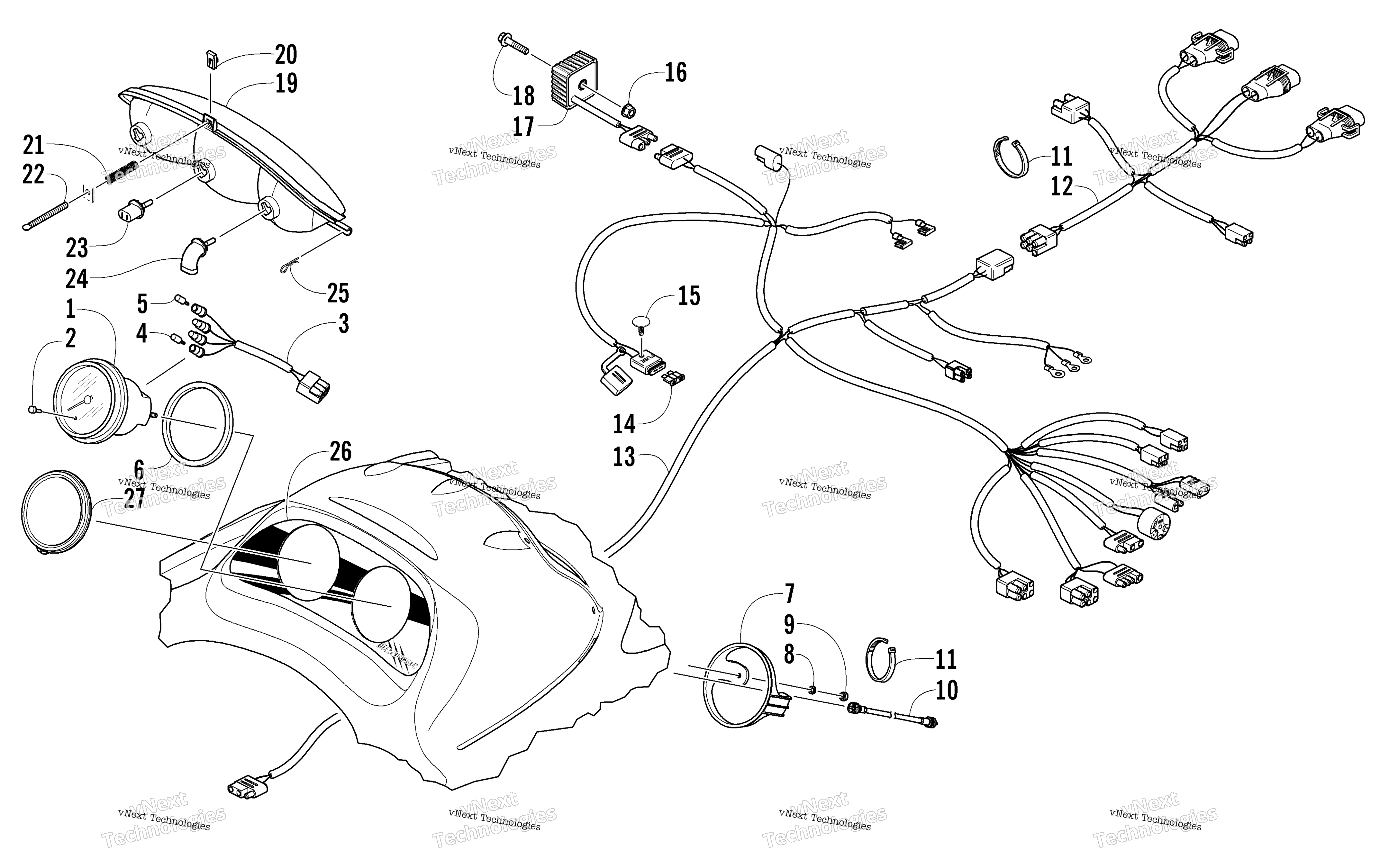Headlight, Instruments, и Wiring Assemblies