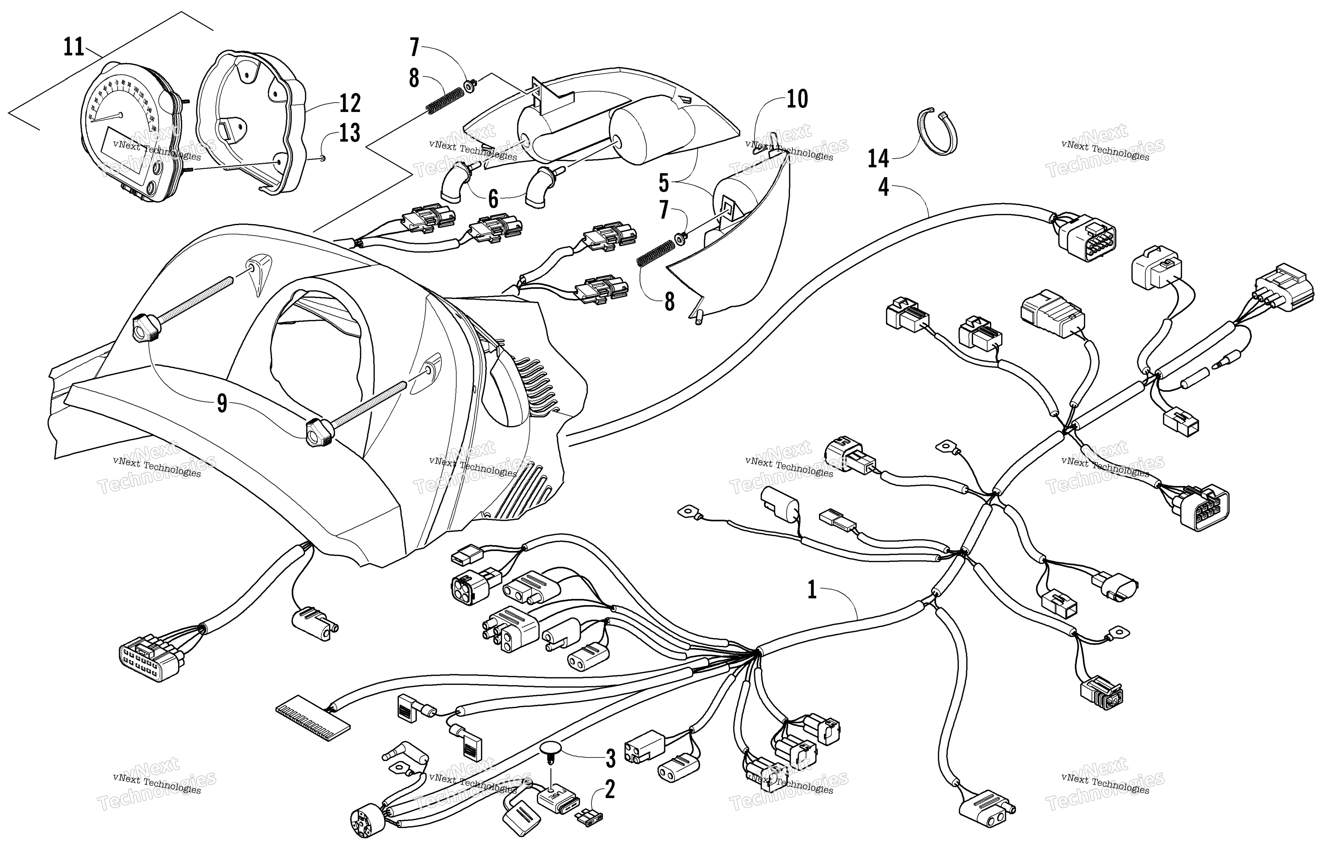 Headlight, Instruments, и Wiring Assemblies