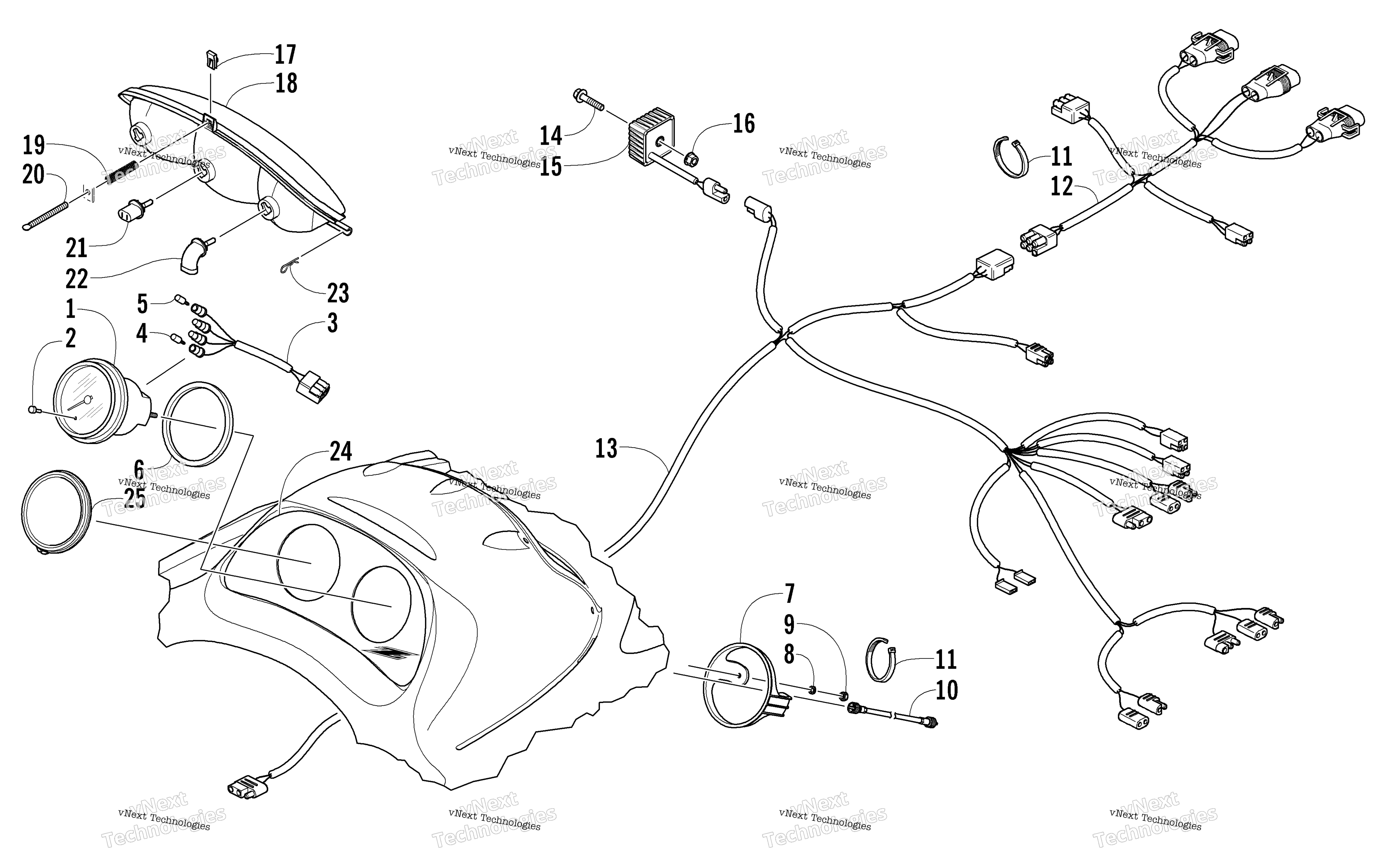 Headlight, Instruments, и Wiring Assemblies