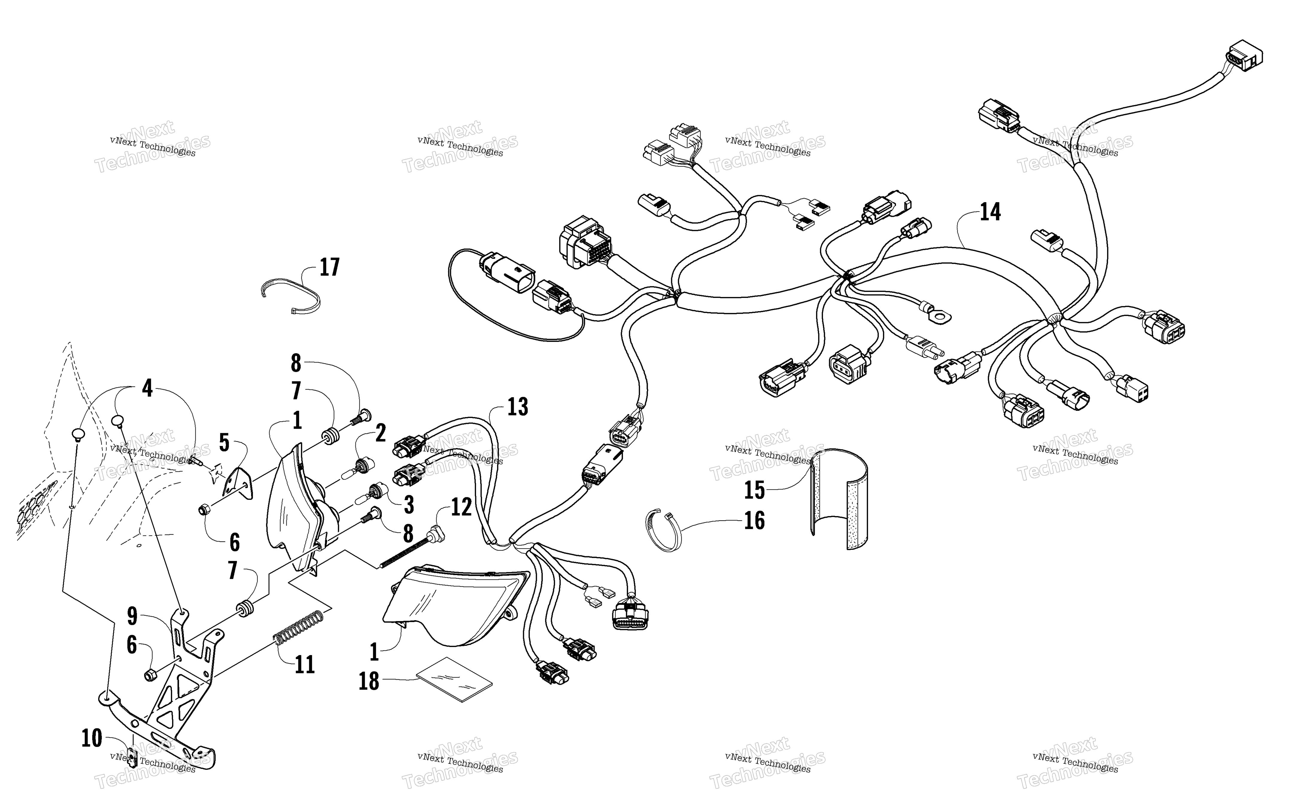 Фара And Wiring Assembly