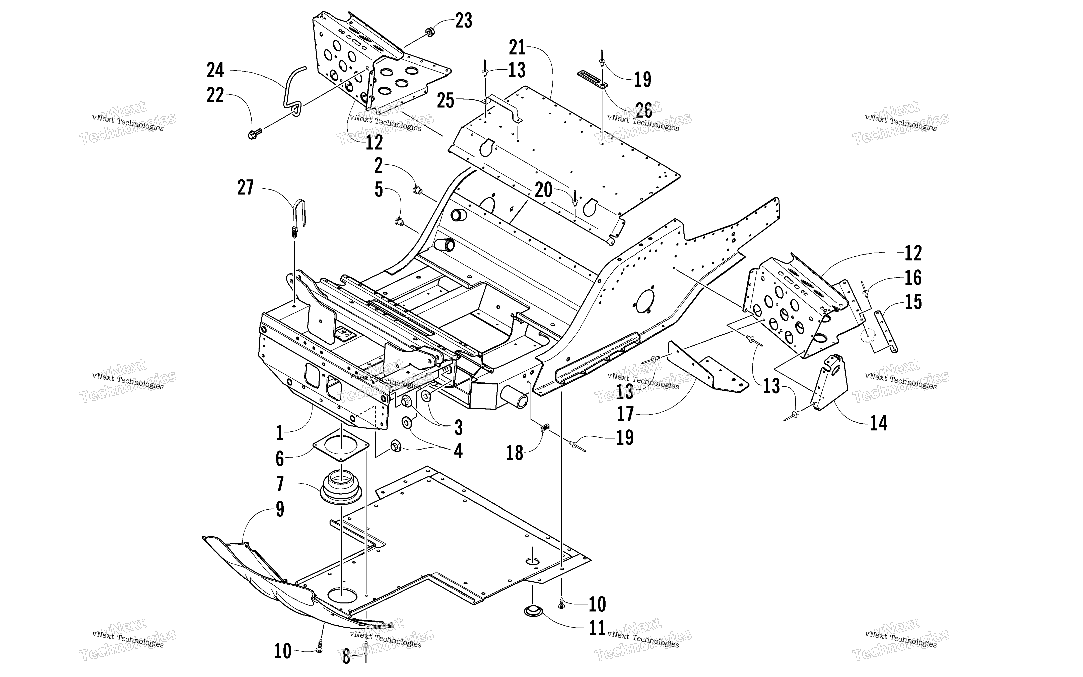 Передняя часть Frame And Footrest Assembly