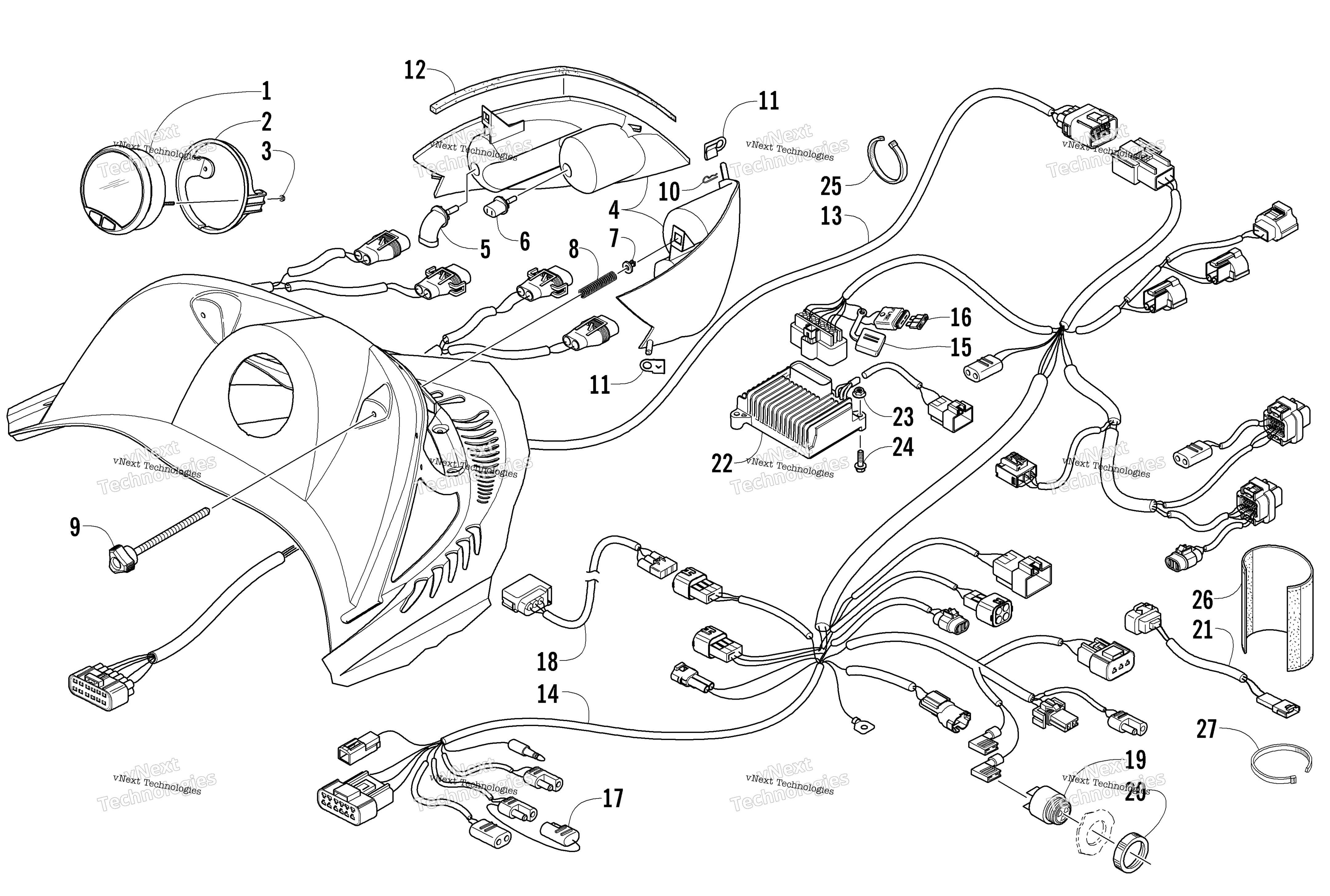 Headlight, Instruments, и Wiring Assemblies