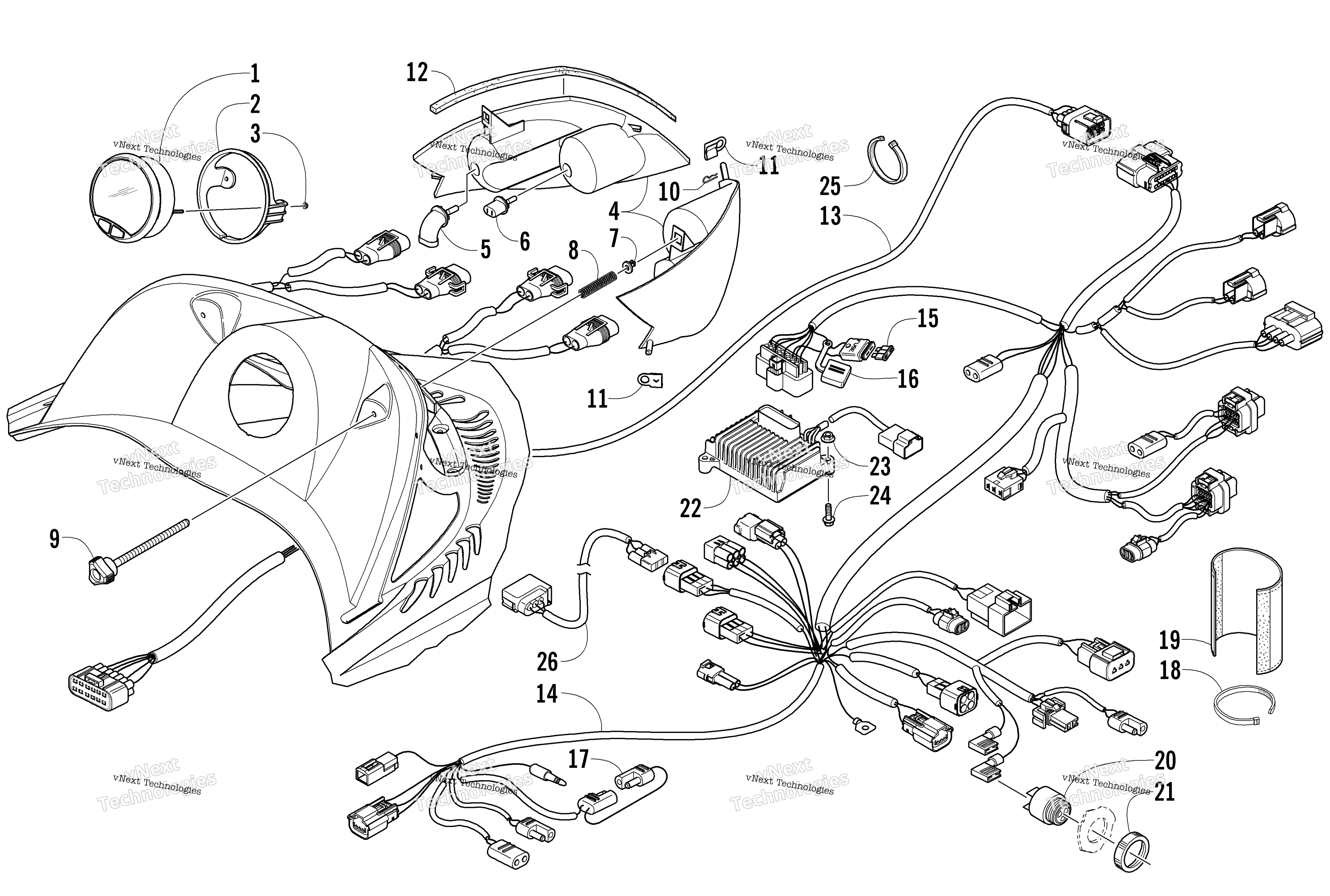 Headlight, Instruments, и Wiring Assemblies