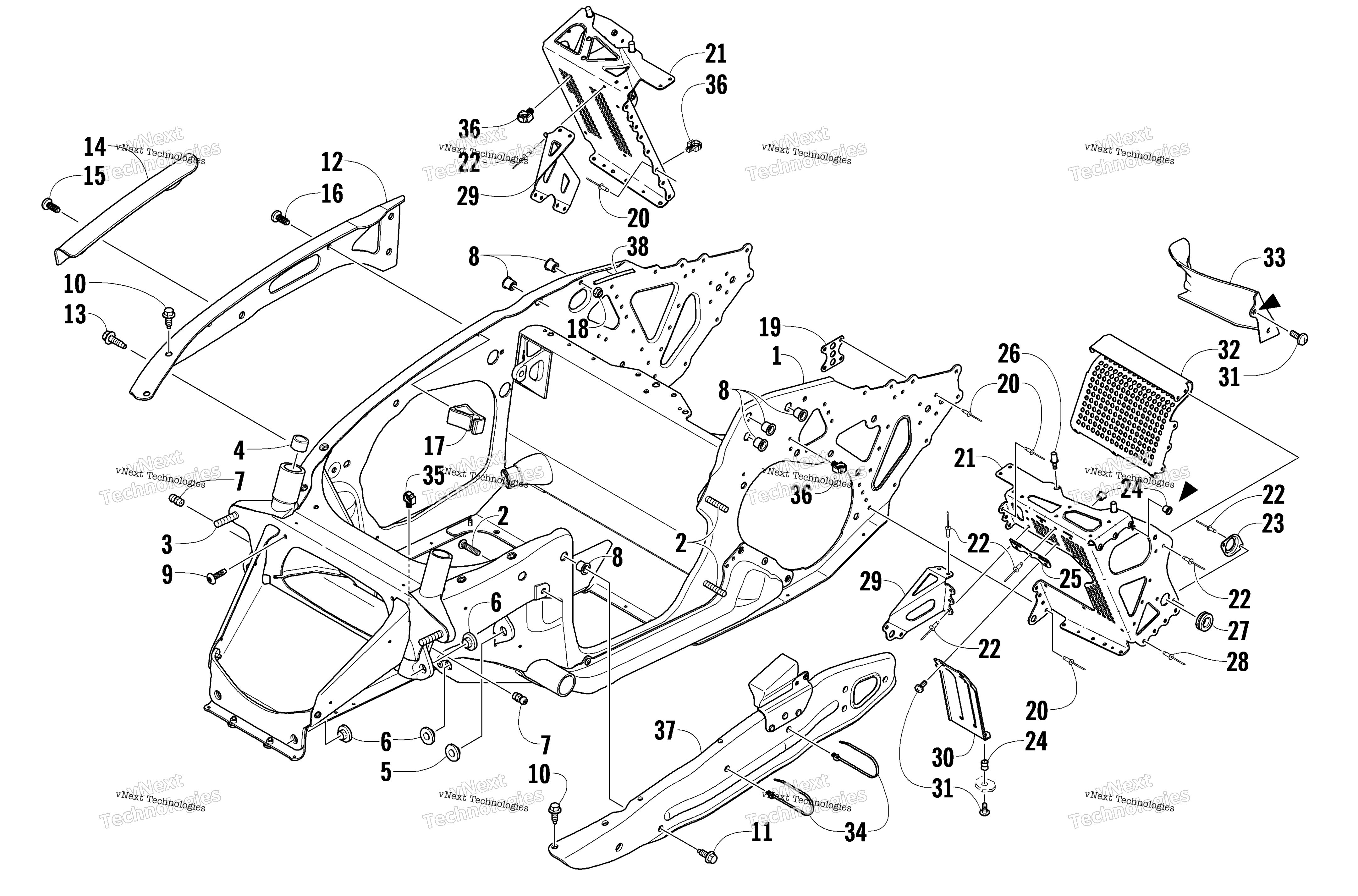 Передняя часть Frame And Footrest Assembly