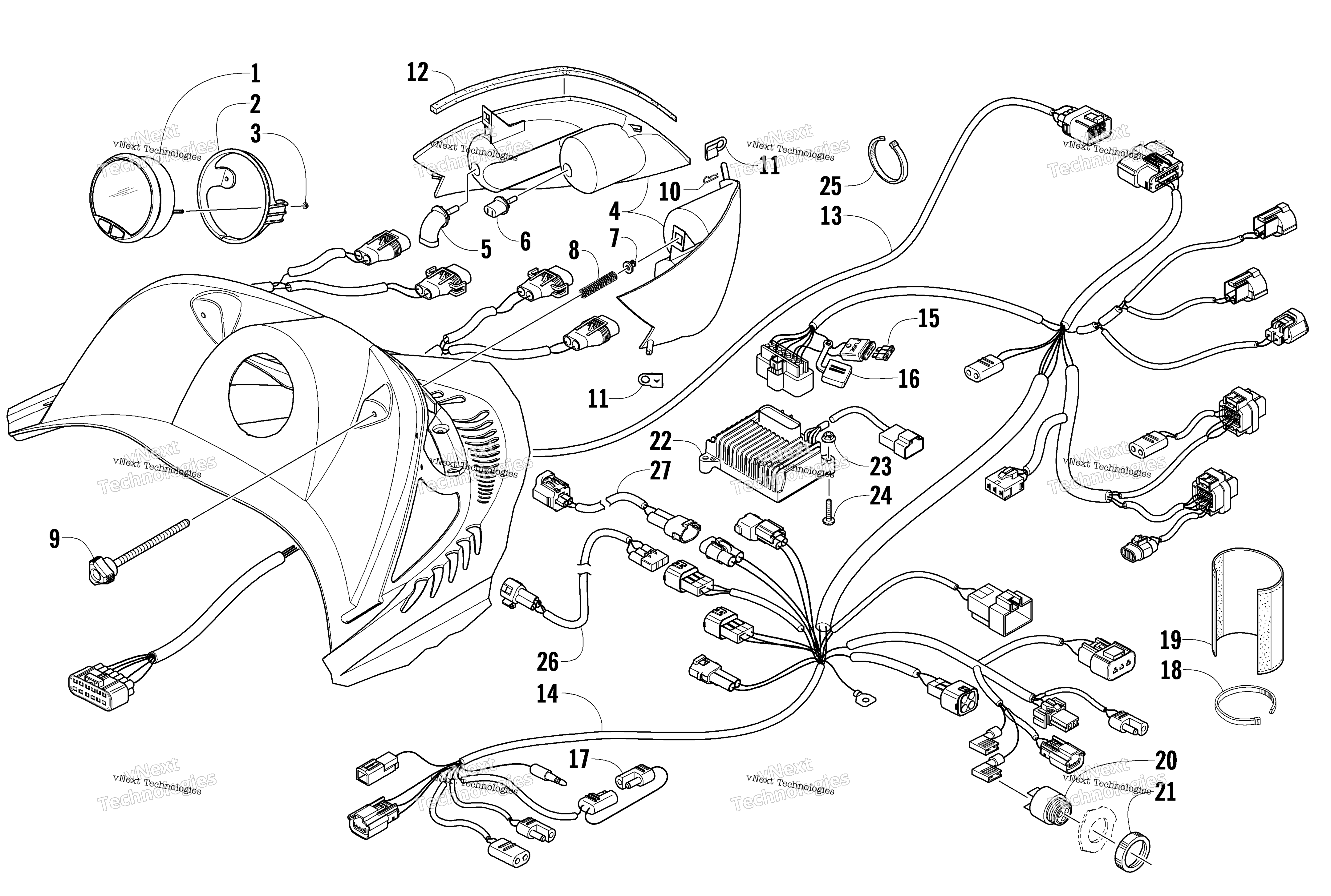 Headlight, Instruments, и Wiring Assemblies