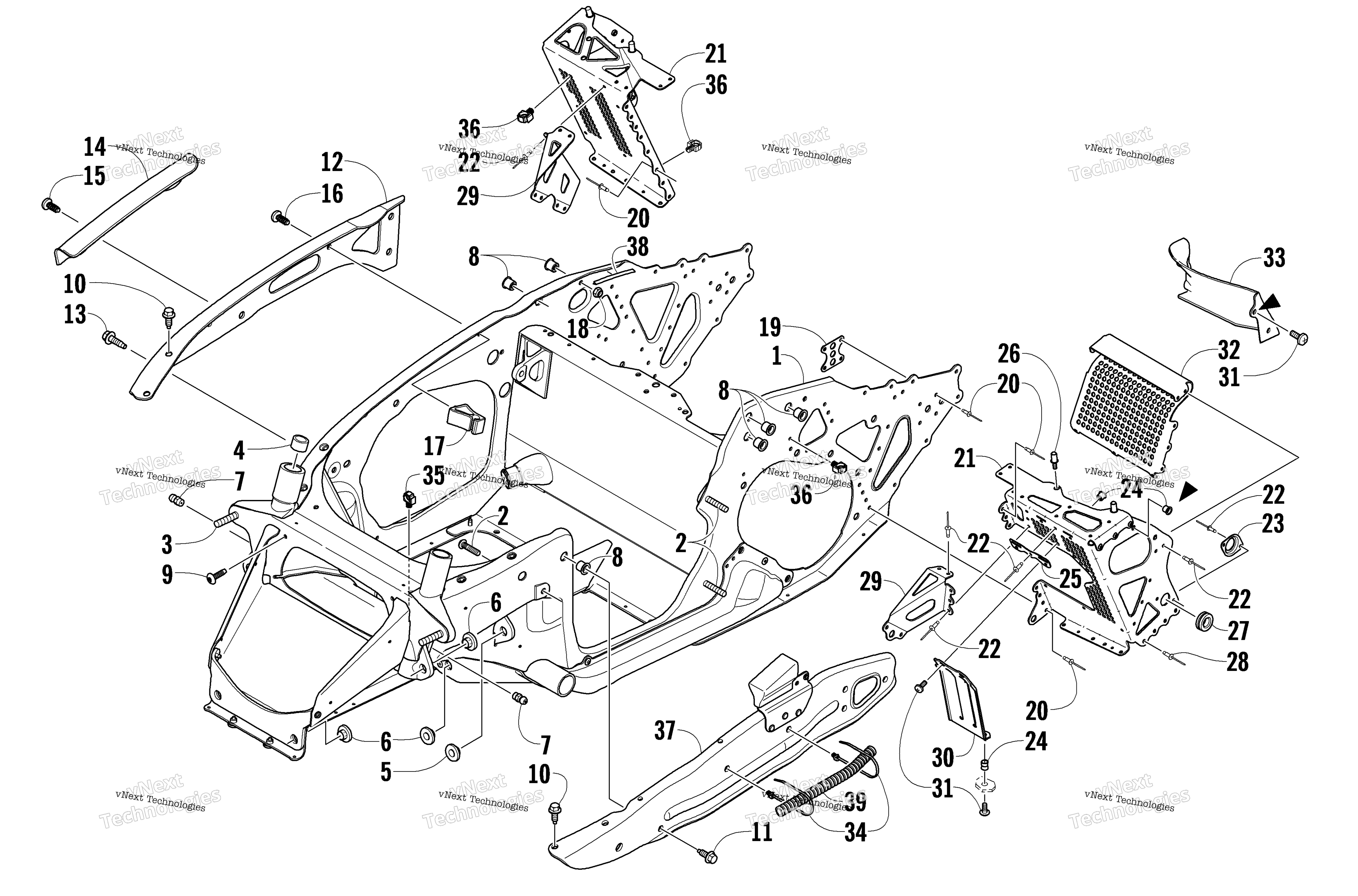 Передняя часть Frame And Footrest Assembly