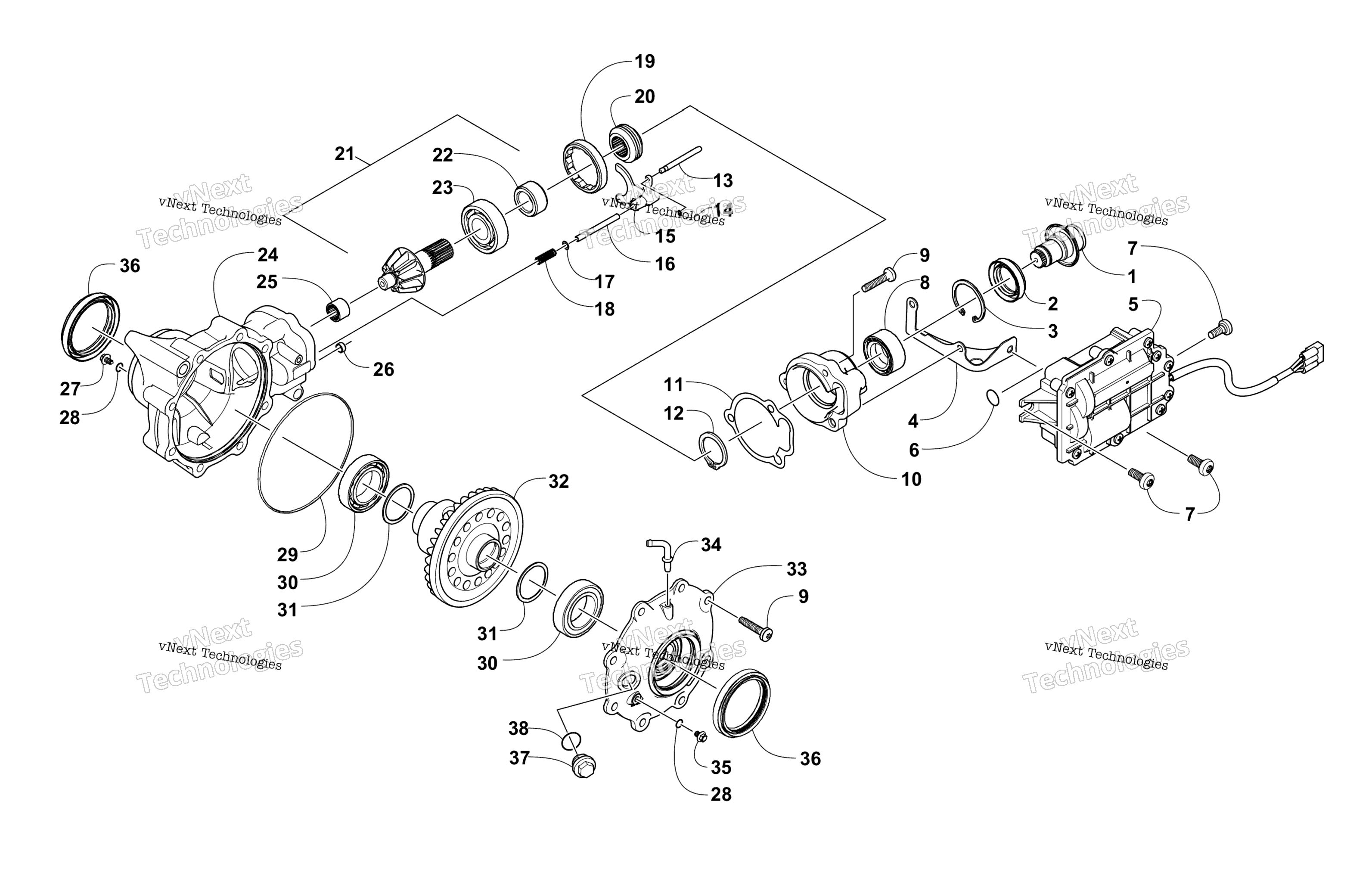 Передняя часть Drive Gearcase Assembly