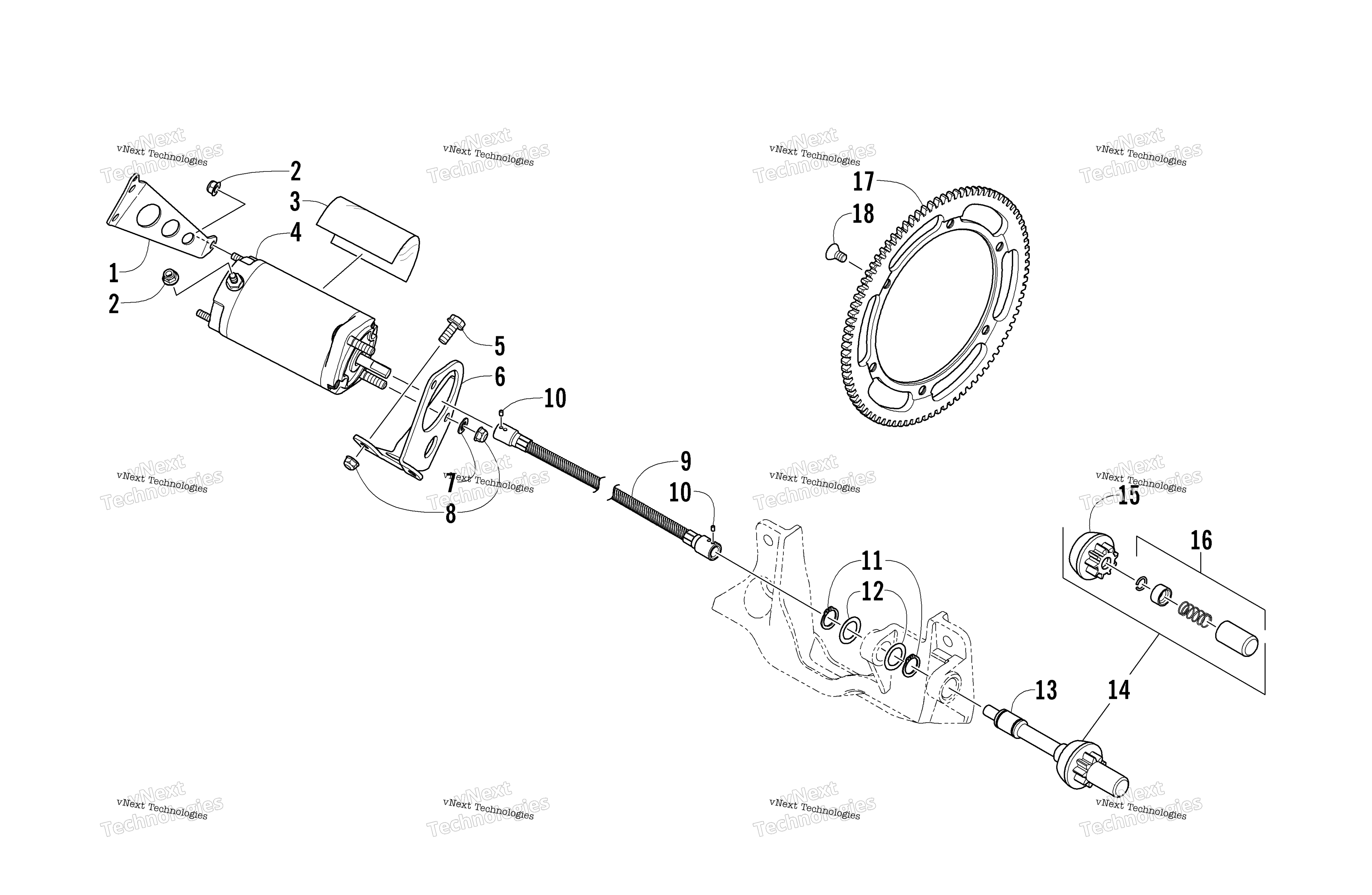 Flex привод Starter Motor узел