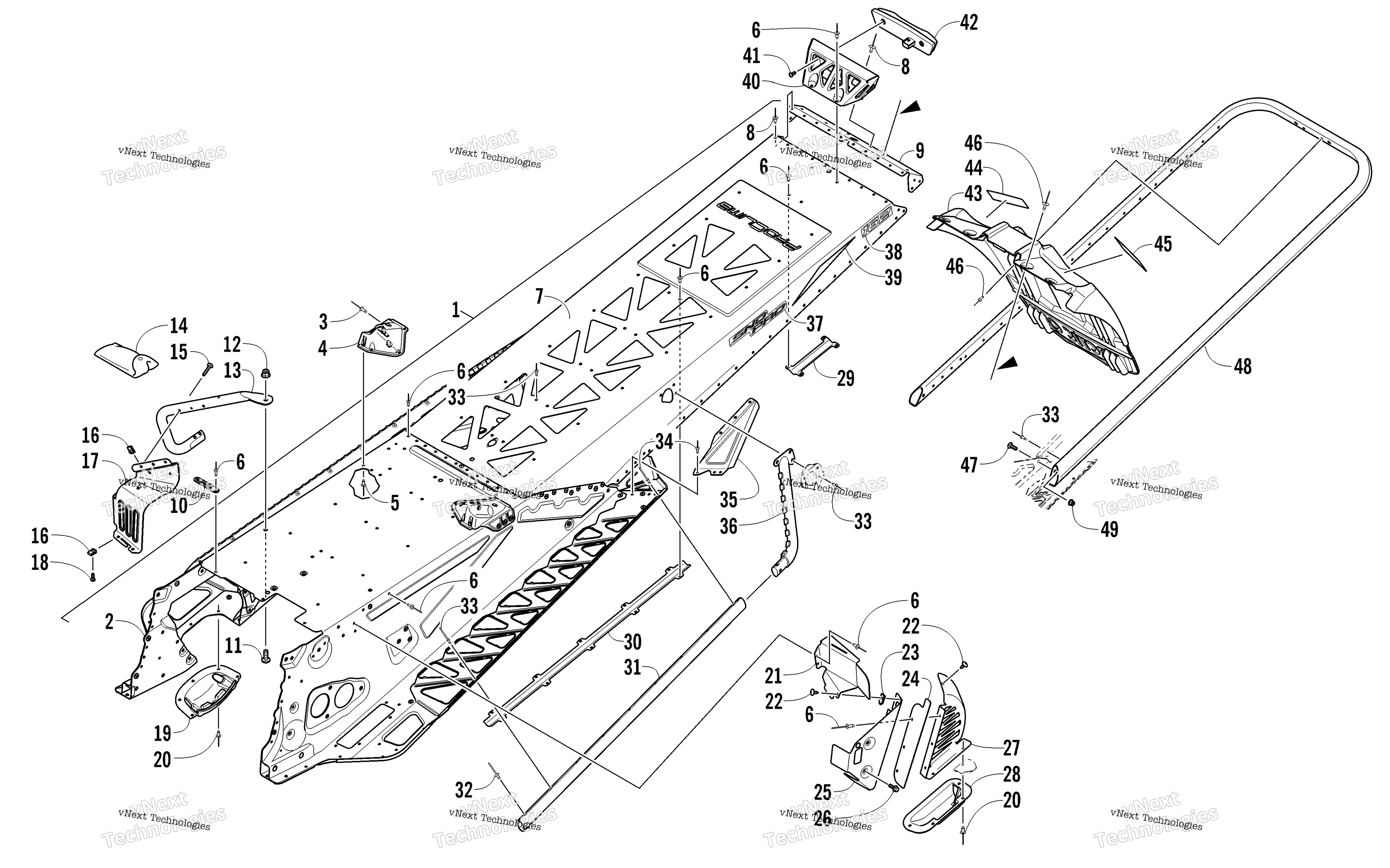 Tunnel, задний Bumper, и Snowflap узел
