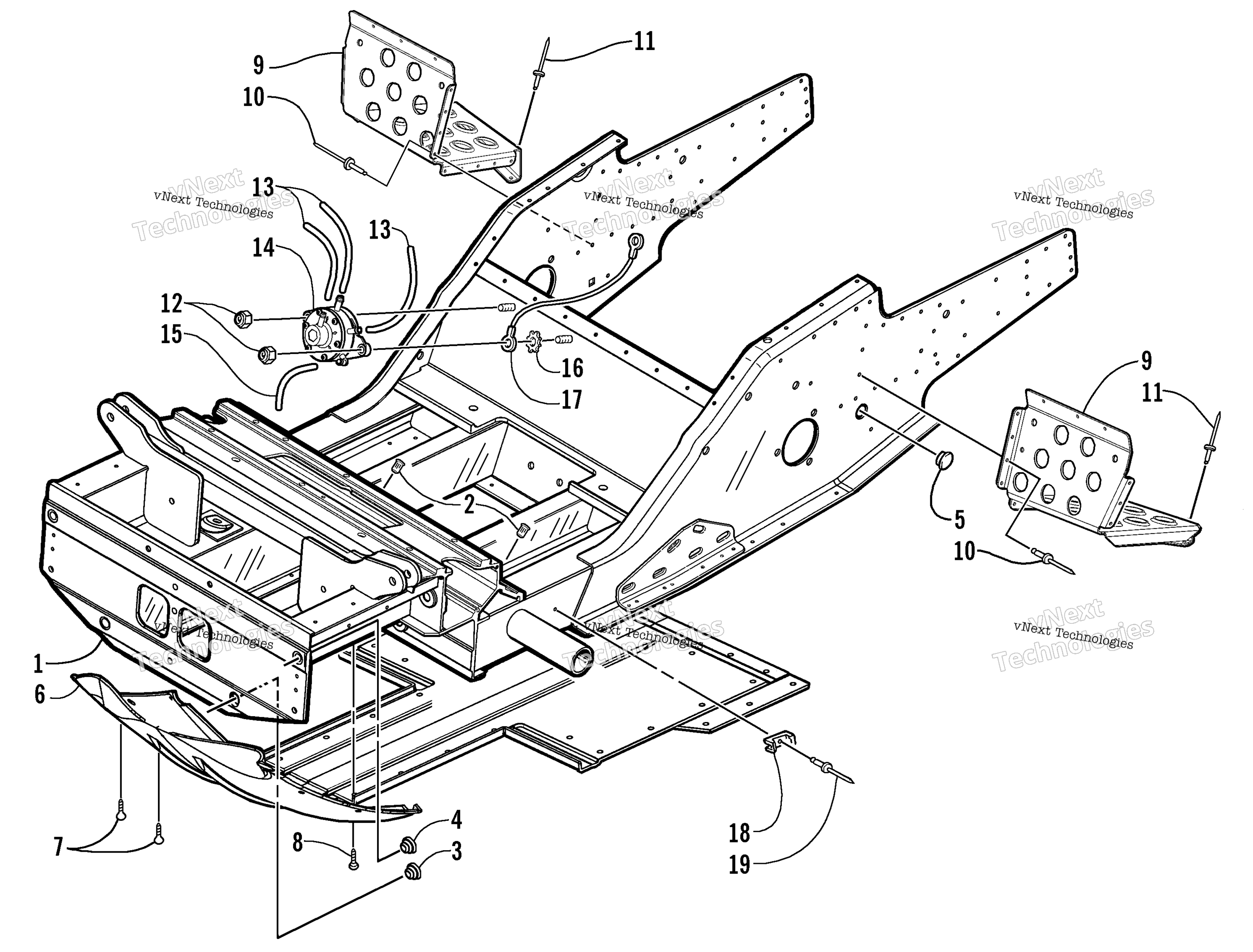 Передняя часть Frame And Footrest Assembly