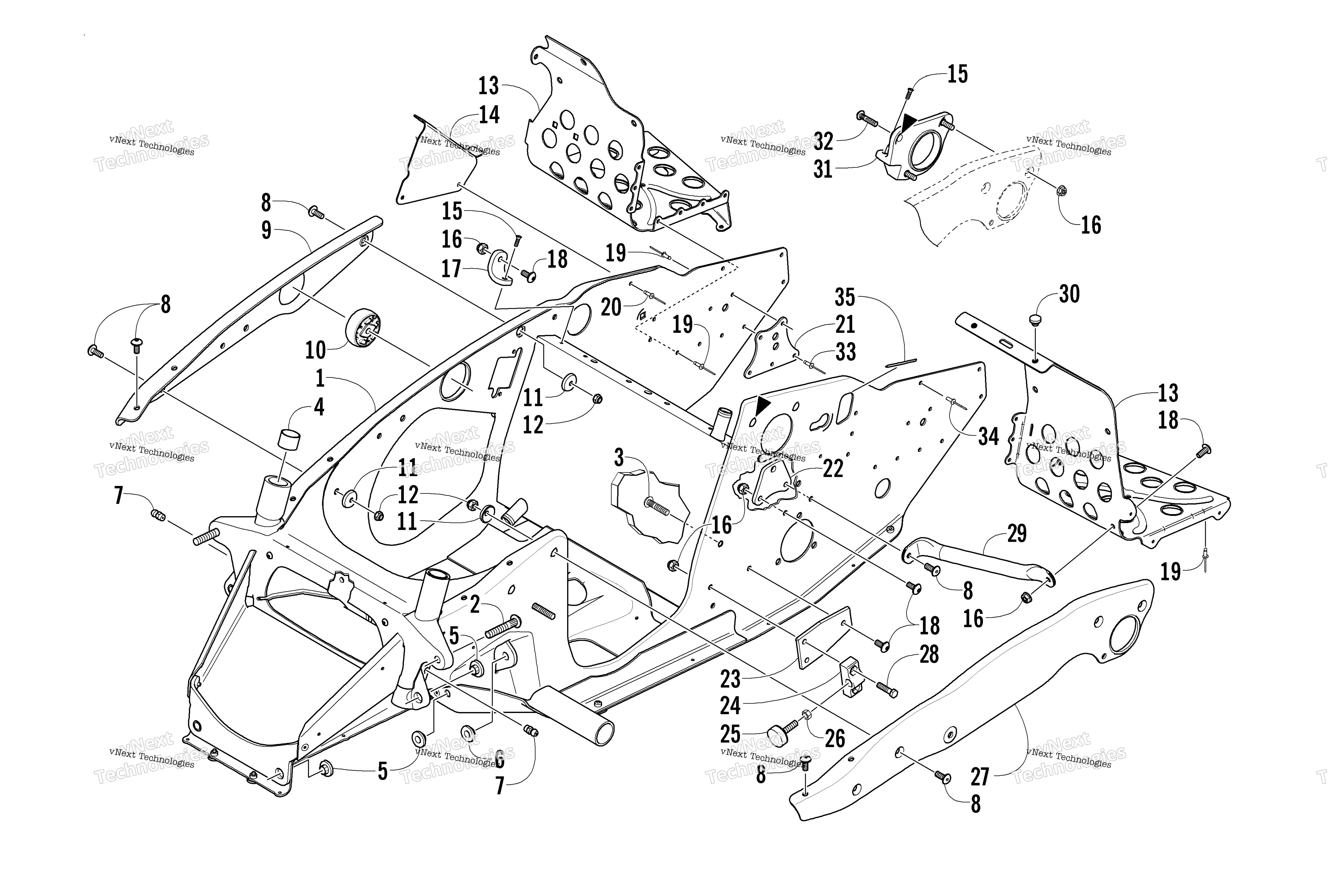 Передняя часть Frame And Footrest Assembly