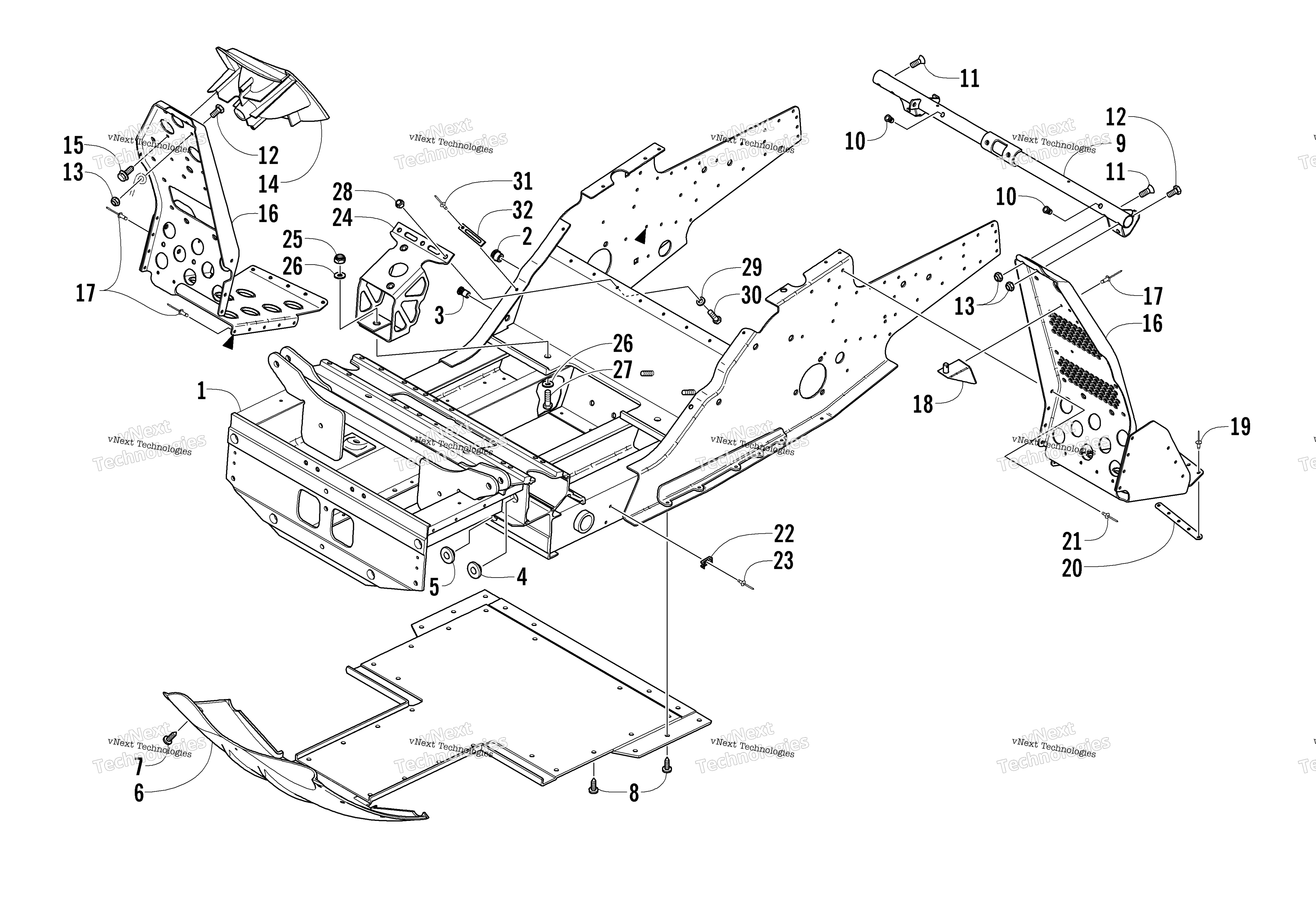 Передняя часть Frame And Footrest Assembly