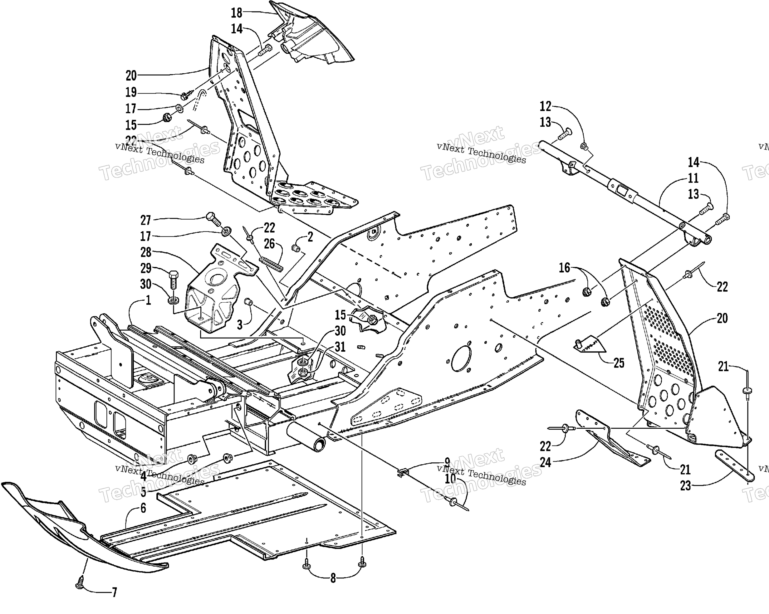Передняя часть Frame And Footrest Assembly