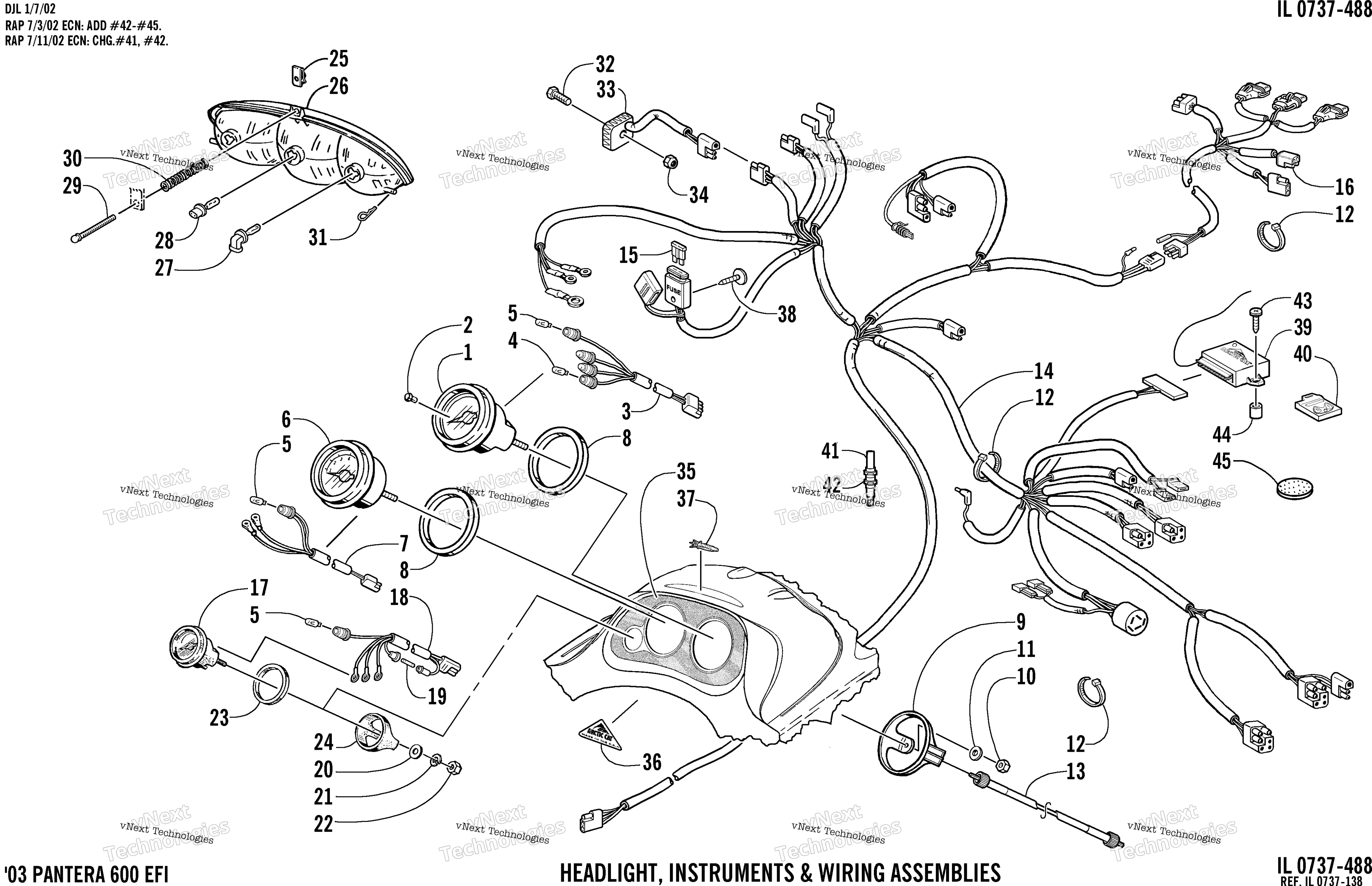 Headlight, Instruments, и Wiring Assemblies