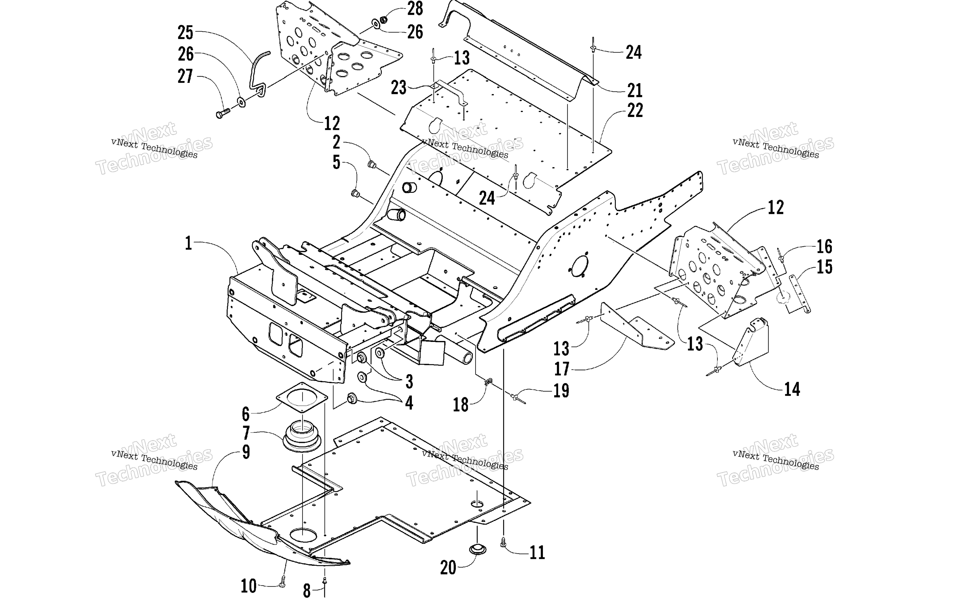 Передняя часть Frame And Footrest Assembly