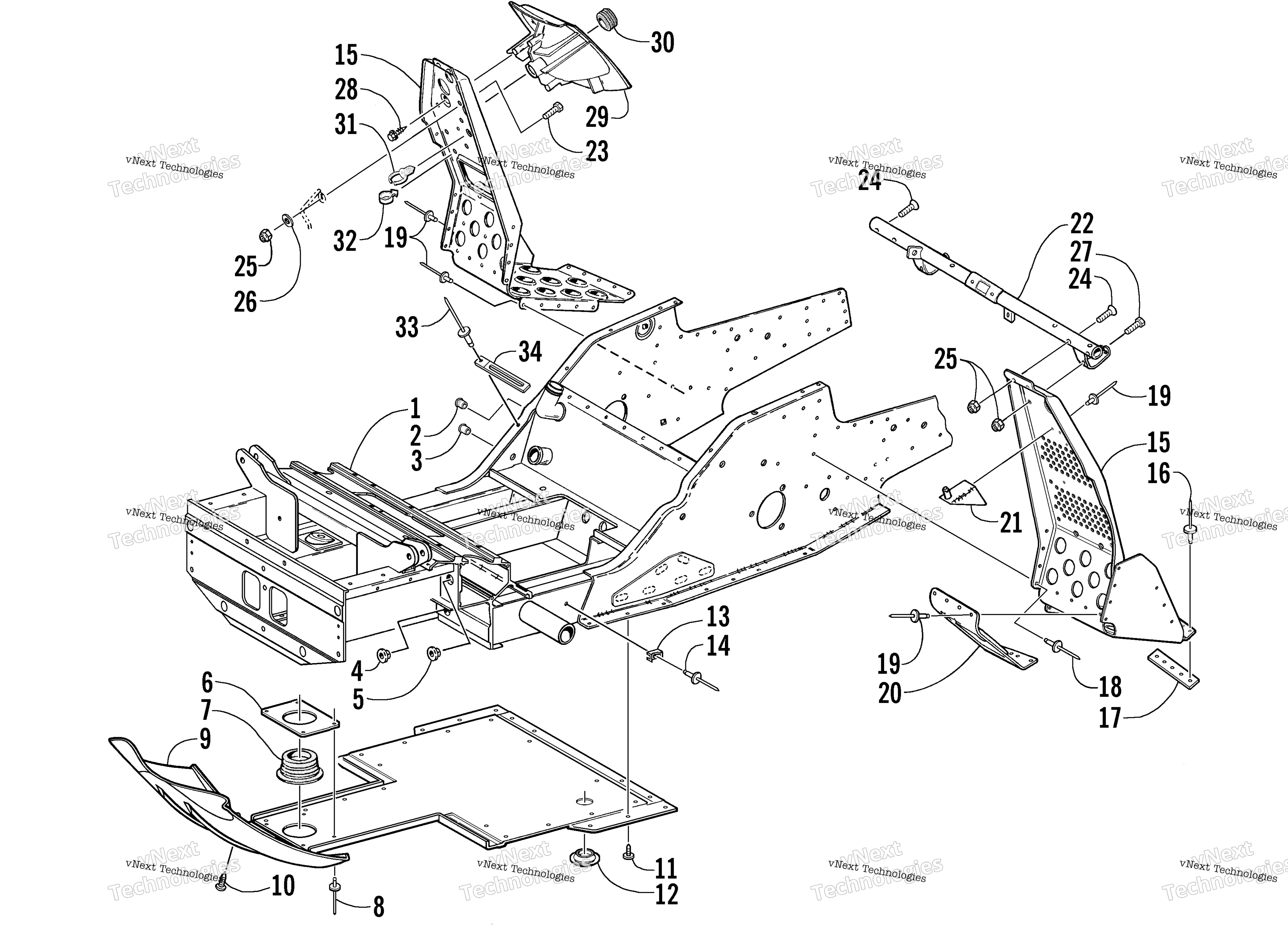 Передняя часть Frame And Footrest Assembly
