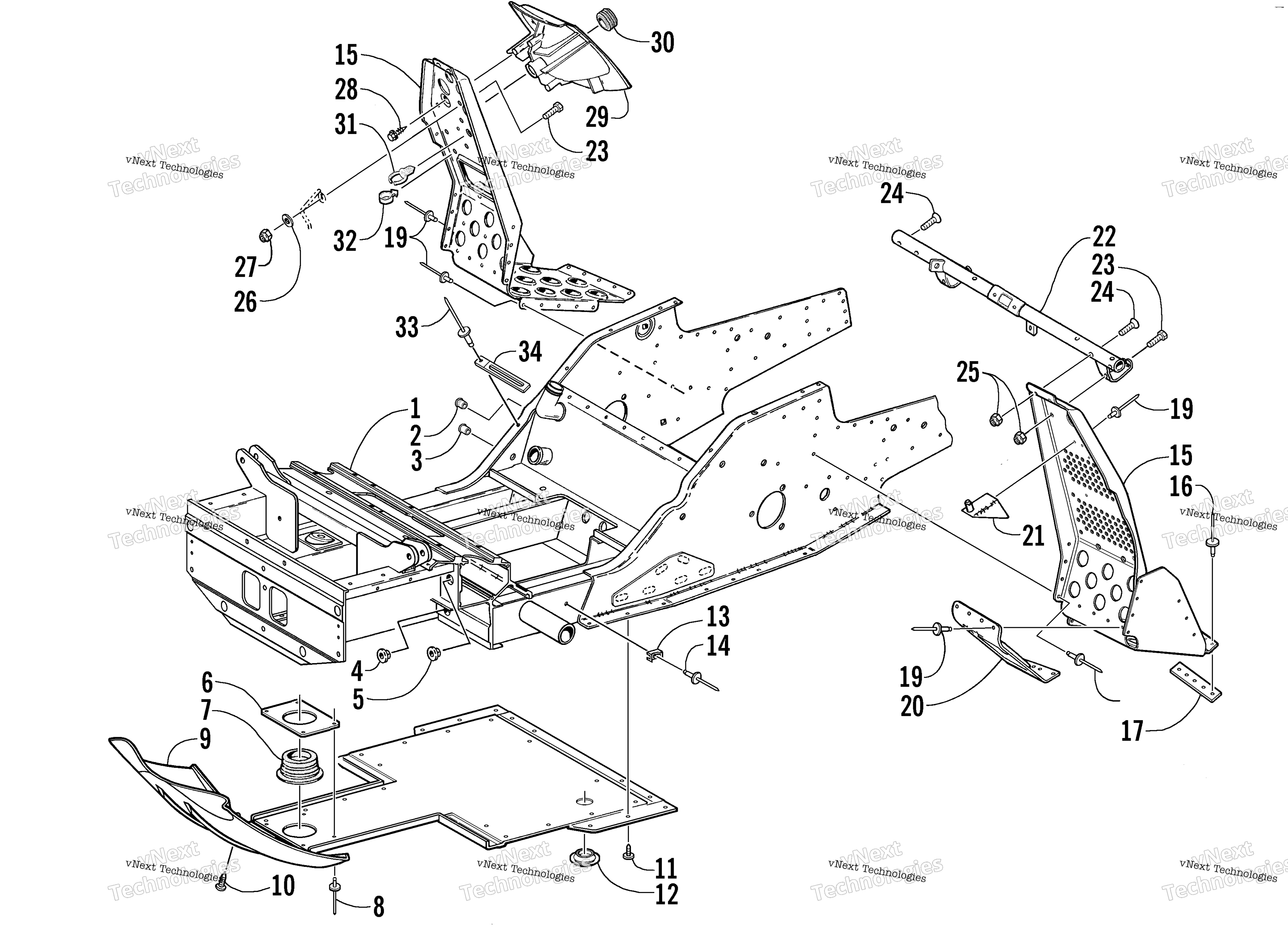 Передняя часть Frame And Footrest Assembly