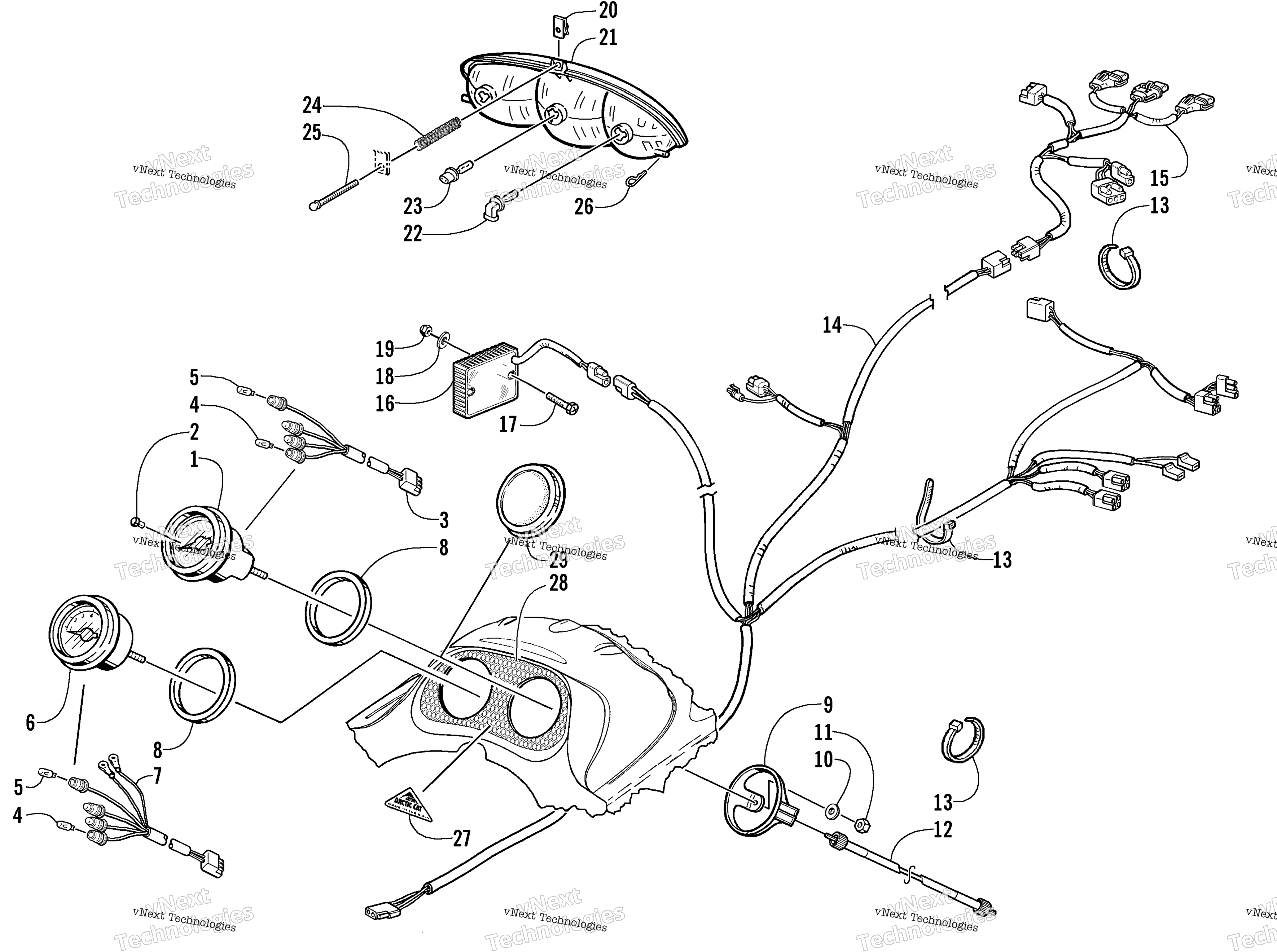 Headlight, Instruments, и Wiring Assemblies