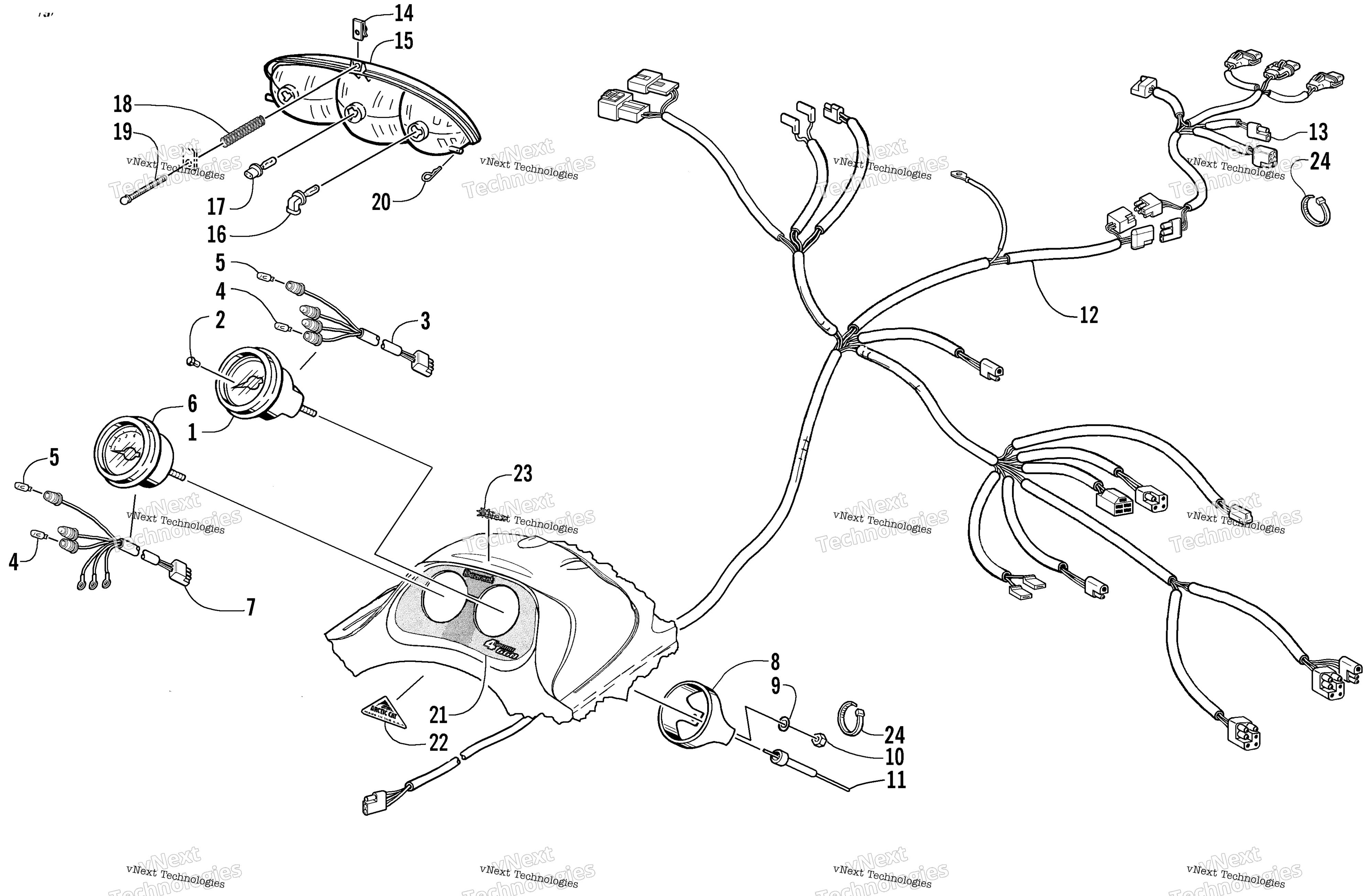 Headlight, Instruments, и Wiring Assemblies