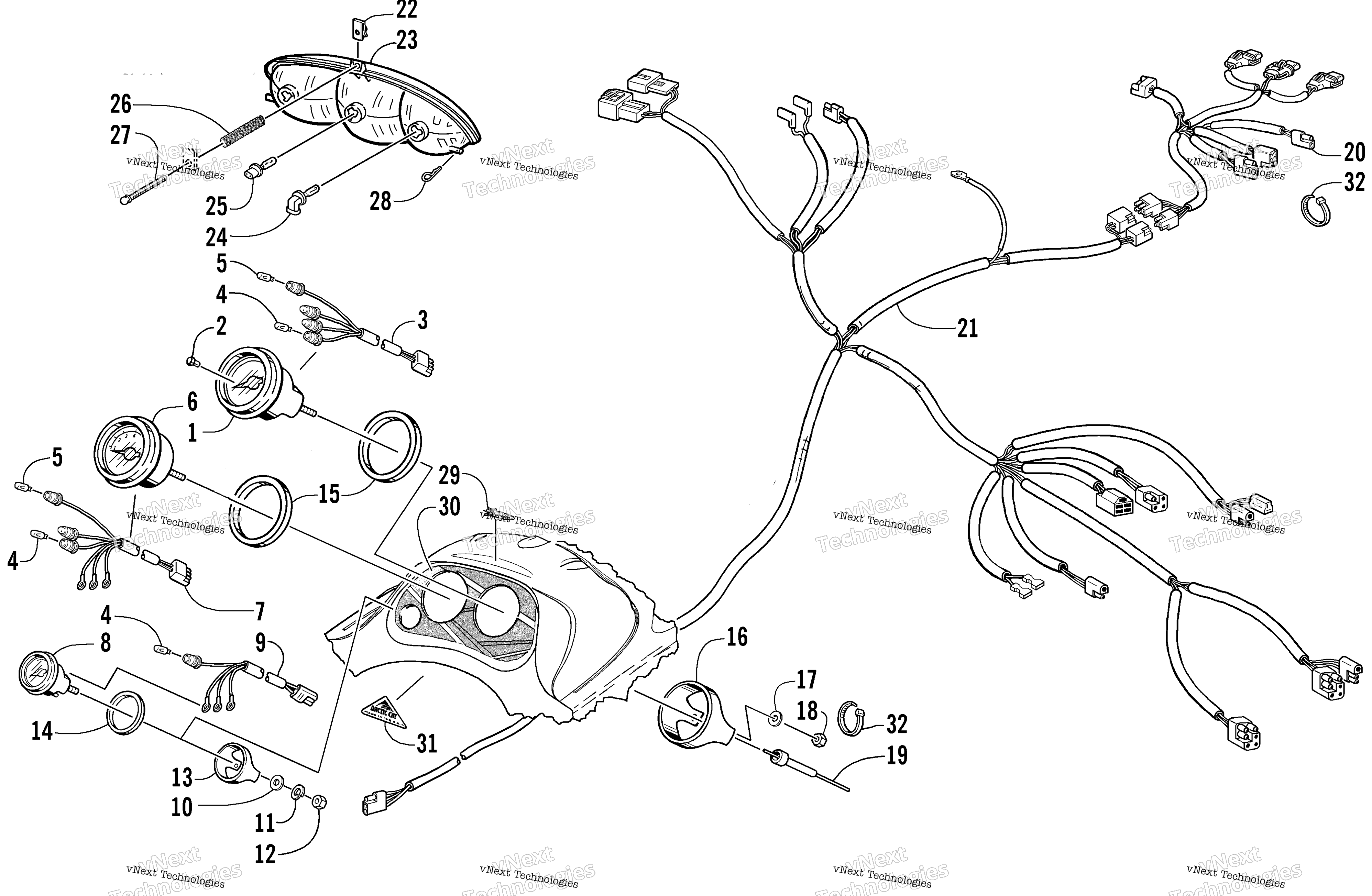 Headlight, Instruments, и Wiring Assemblies