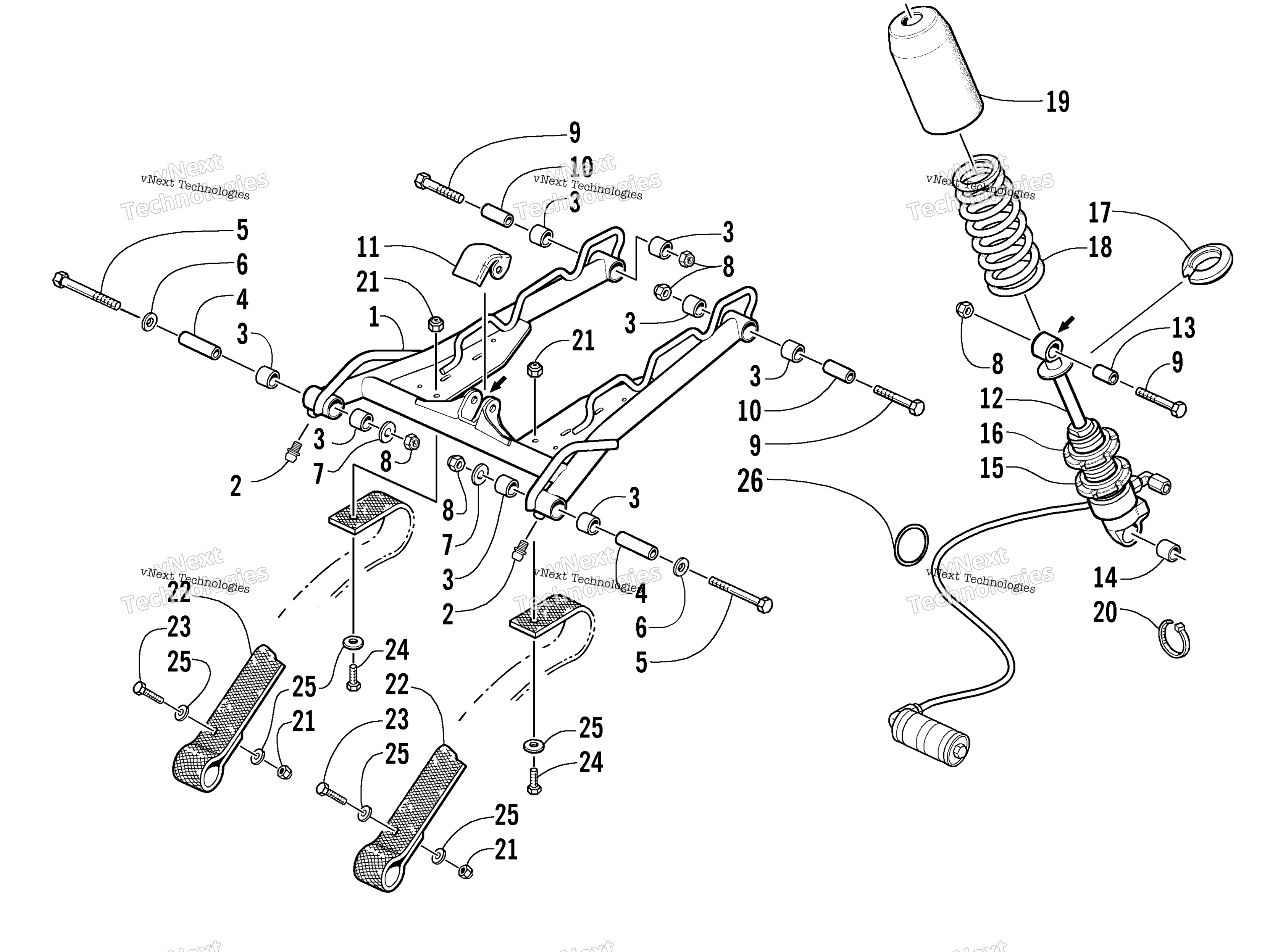 Задняя часть Suspension Front Arm Assembly
