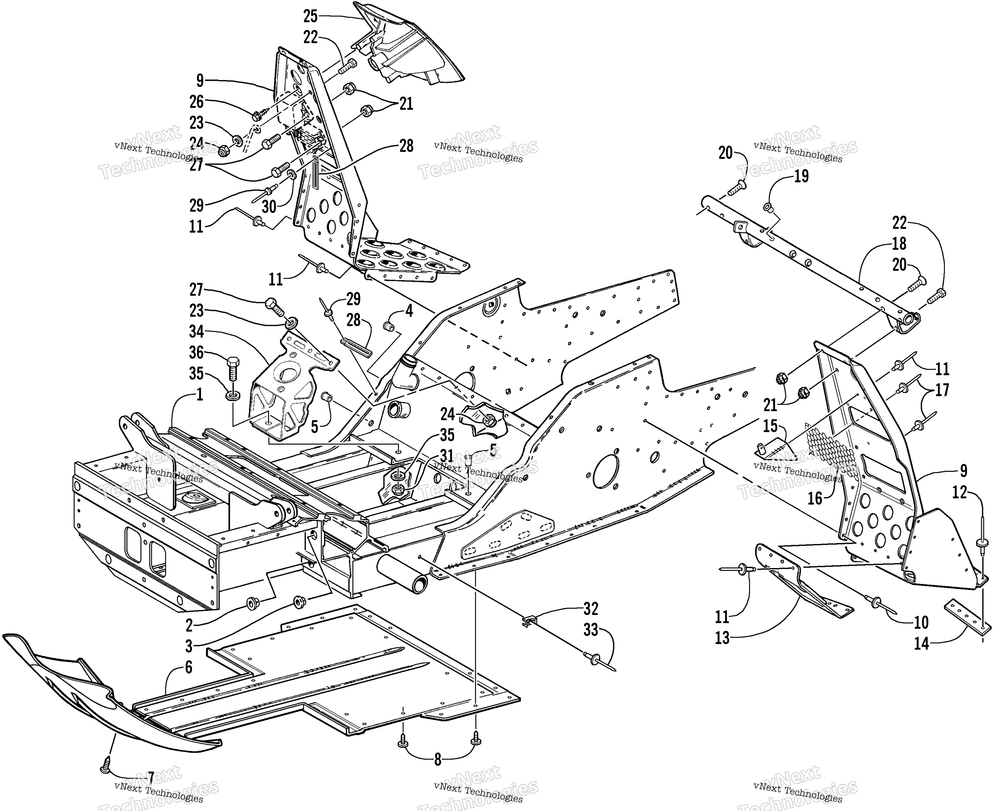 Передняя часть Frame And Footrest Assembly