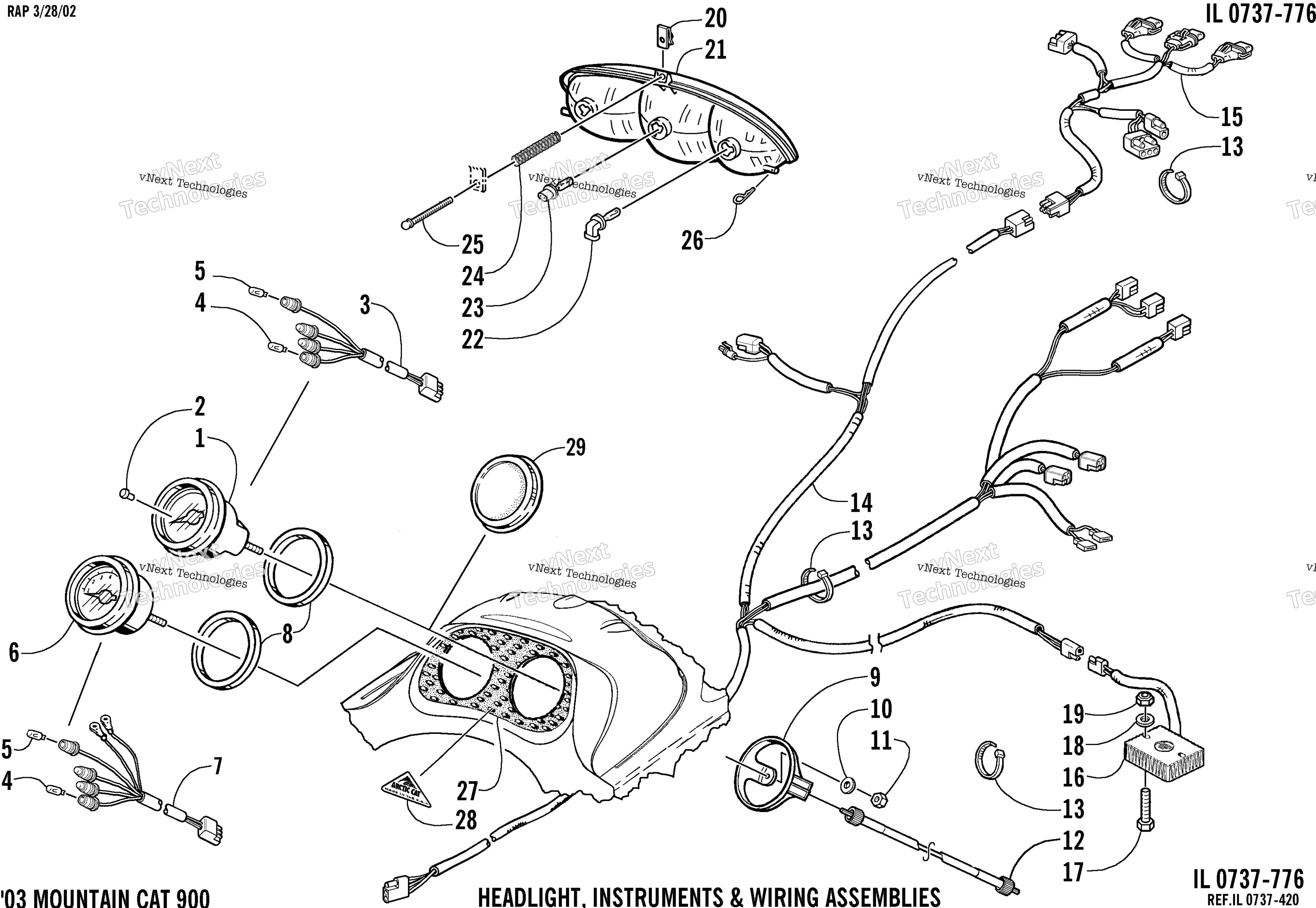 Headlight, Instruments, и Wiring Assemblies