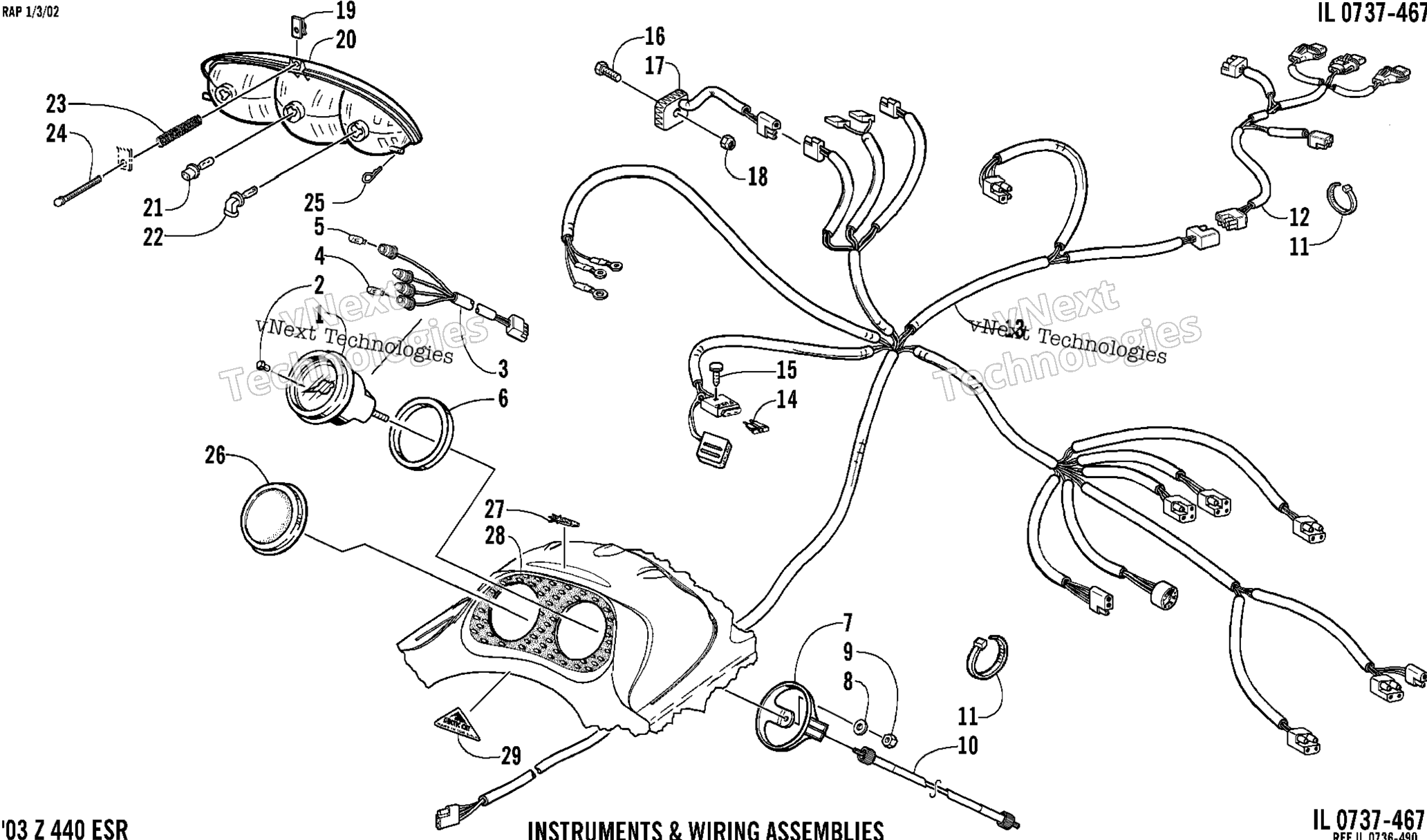 Headlight, Instruments, и Wiring Assemblies