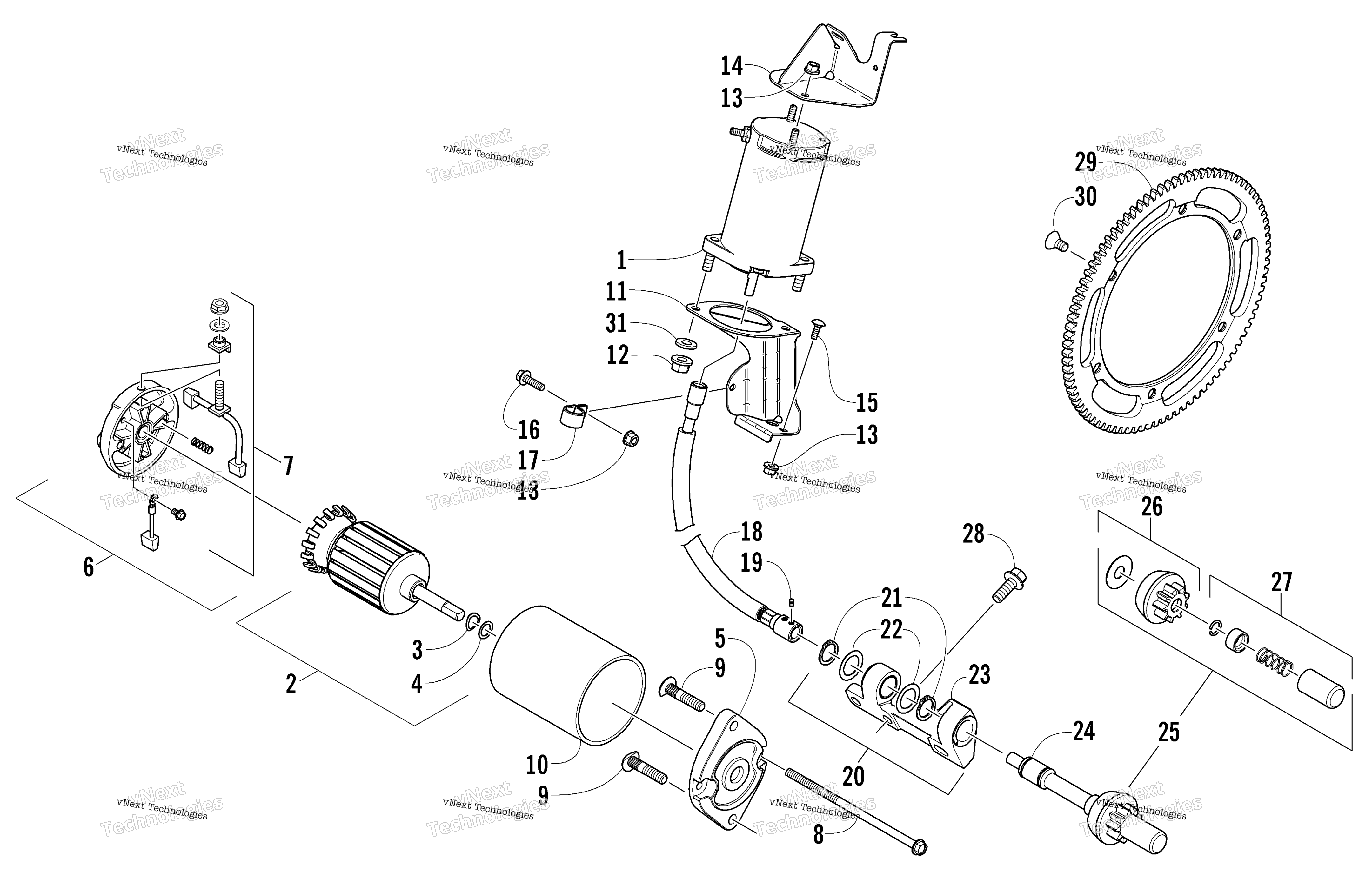 Flex привод Starter Motor узел (Optional)