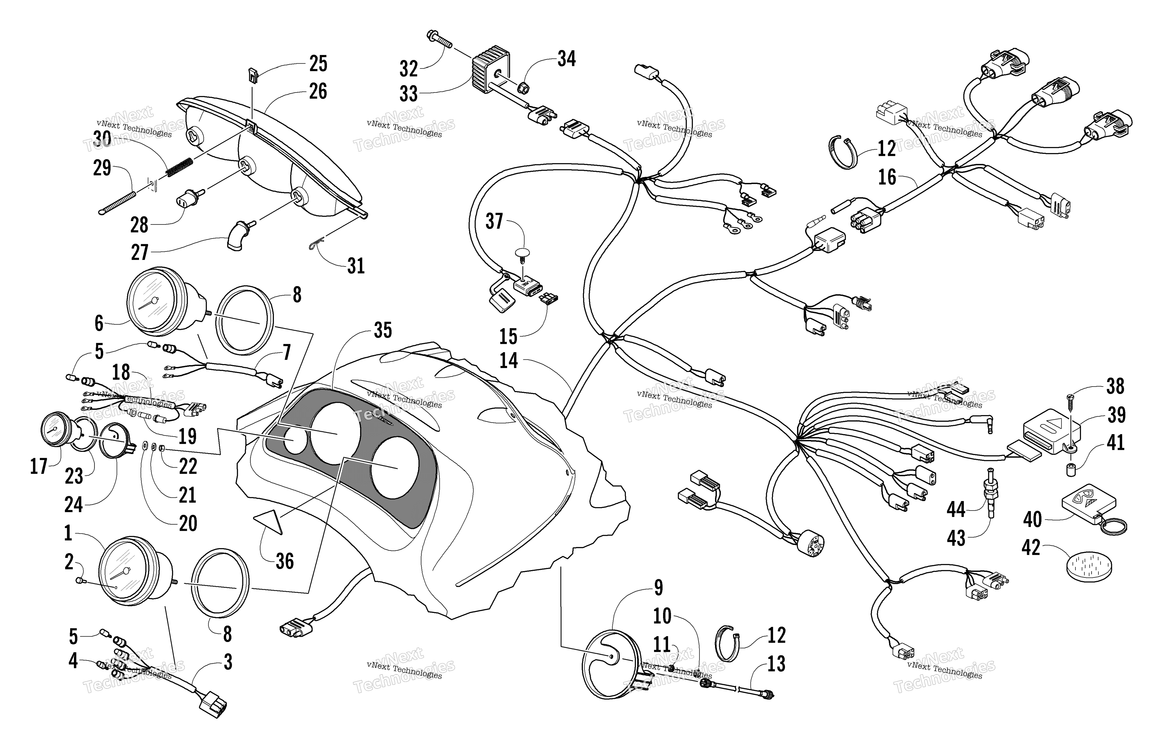 Headlight, Instruments, и Wiring Assemblies