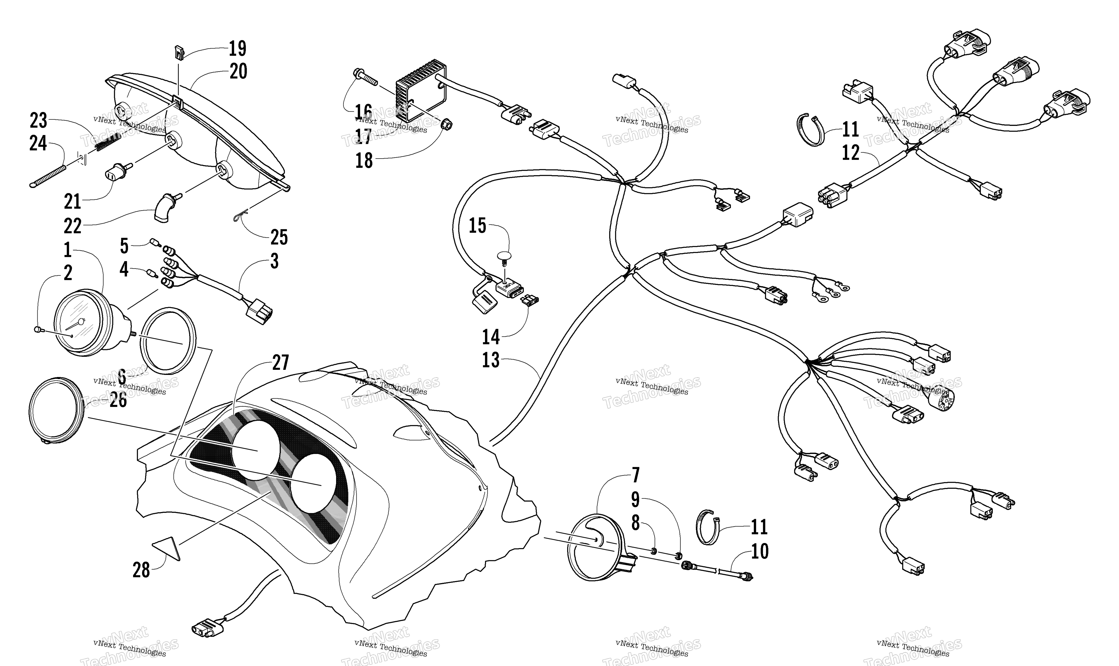 Headlight, Instruments, и Wiring Assemblies
