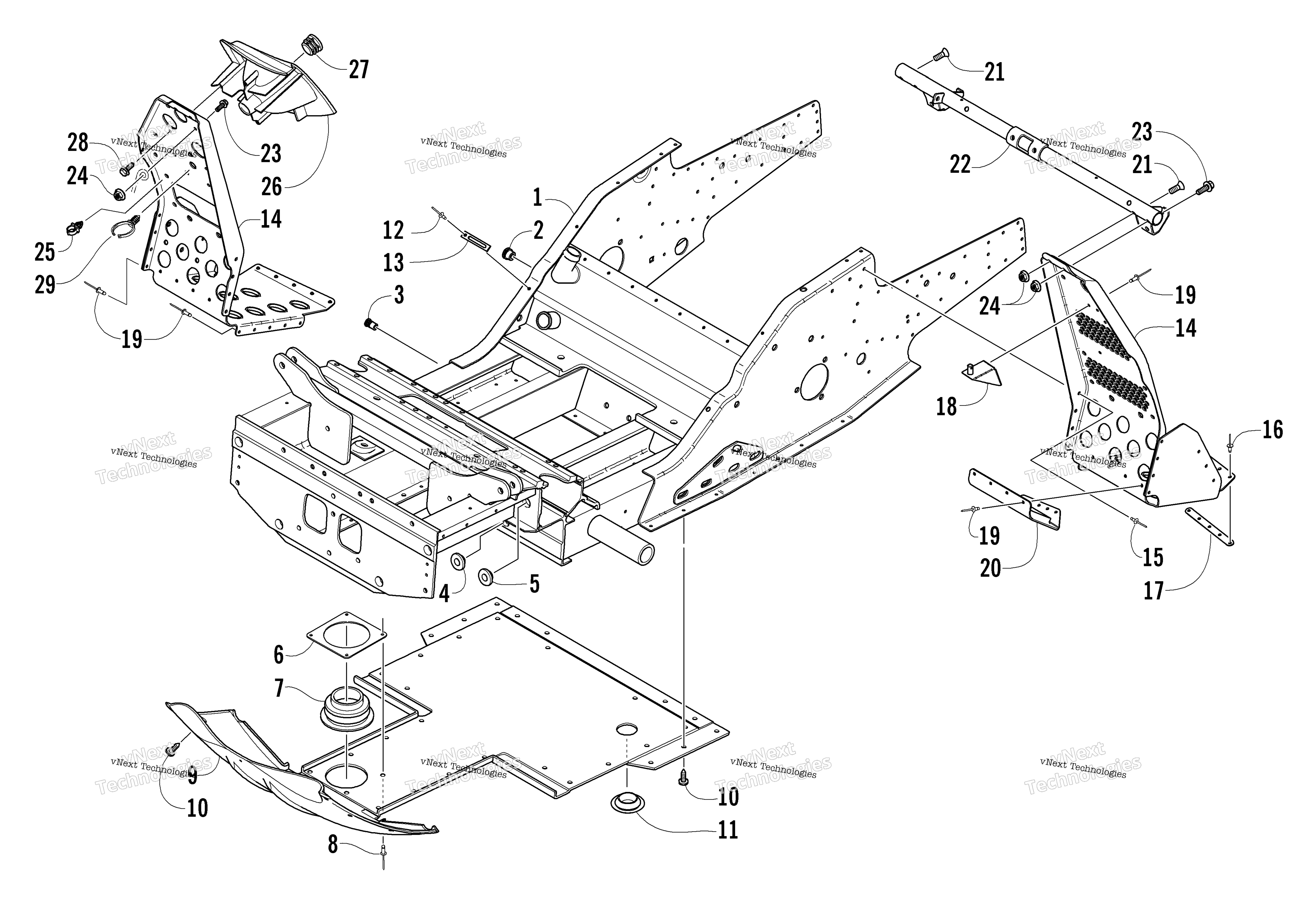 Передняя часть Frame And Footrest Assembly