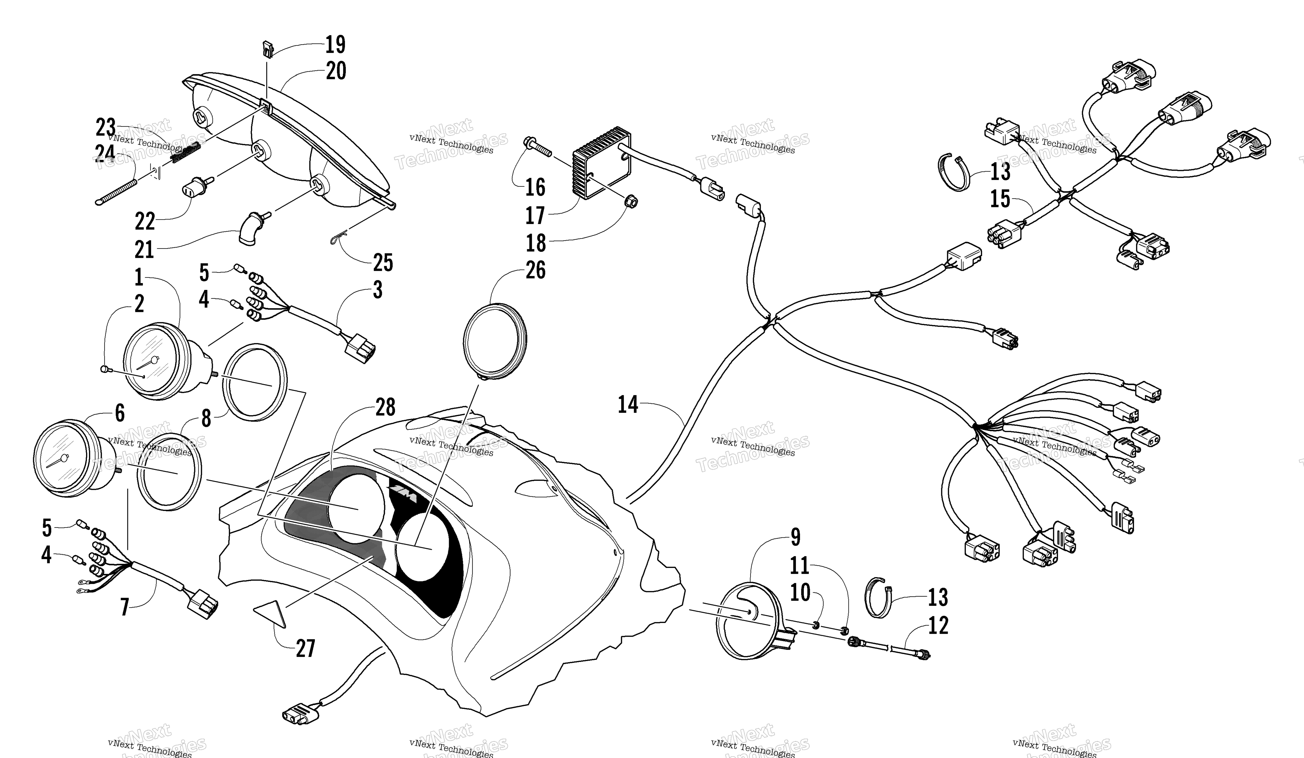 Headlight, Instruments, и Wiring Assemblies