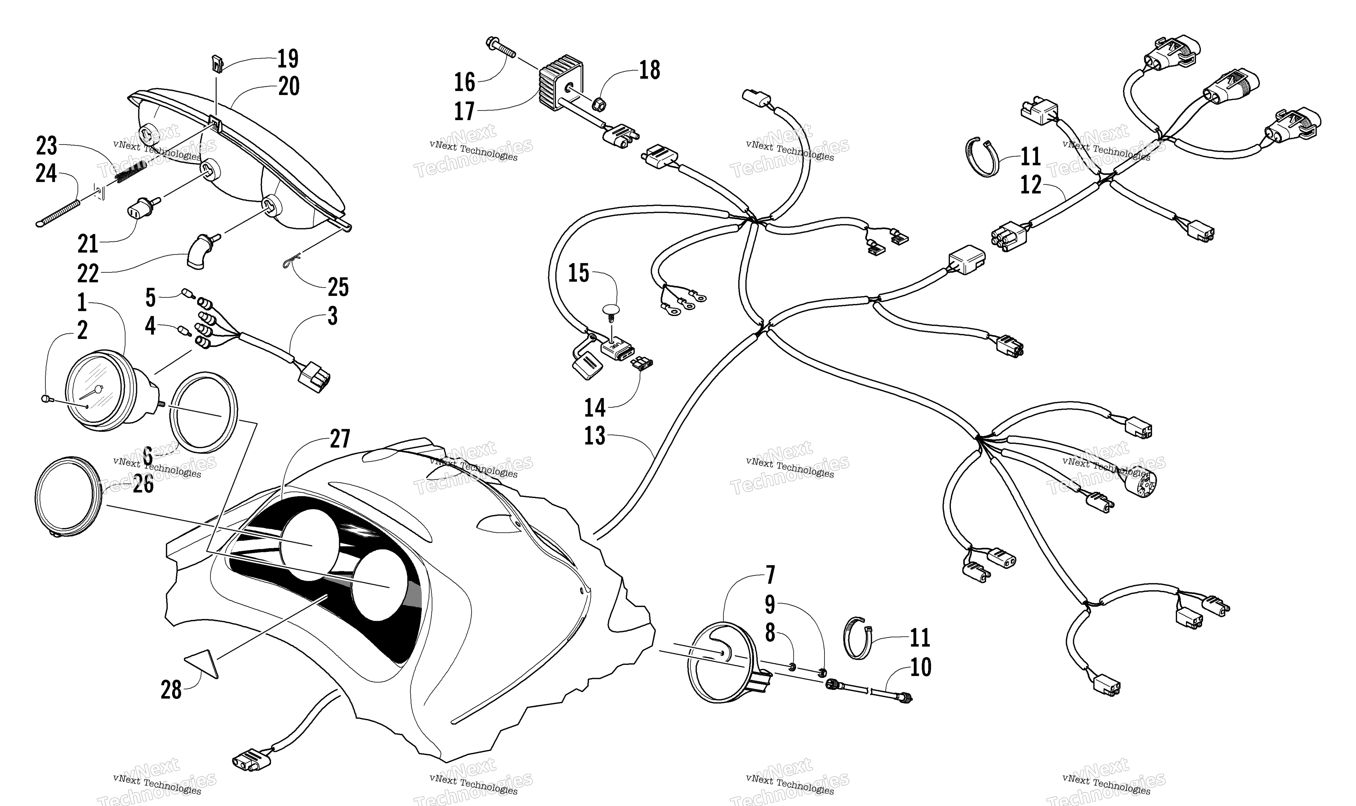 Headlight, Instruments, и Wiring Assemblies