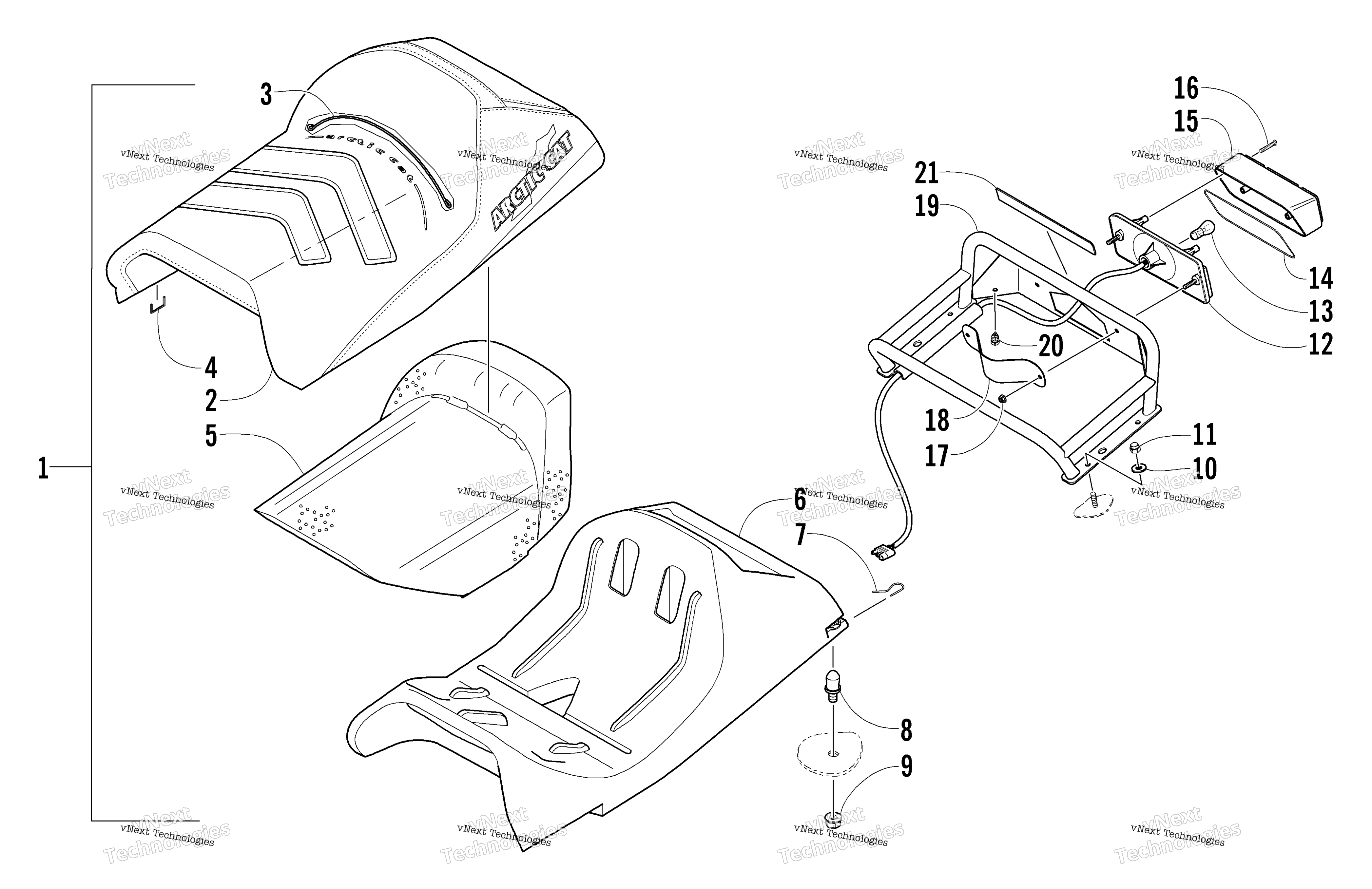 Seat, Rack, и Taillight узел